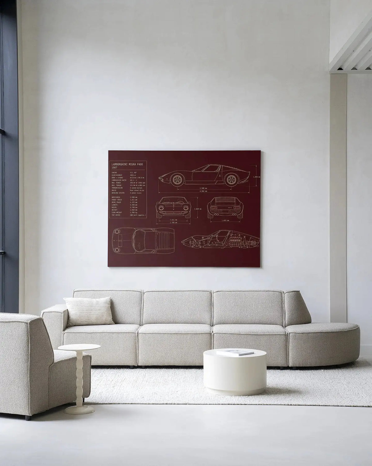 Red Print Lamborghini - Moderne Wanddecoratie | Artprint, Glass Art & Wandkleed by Urban Cotton
