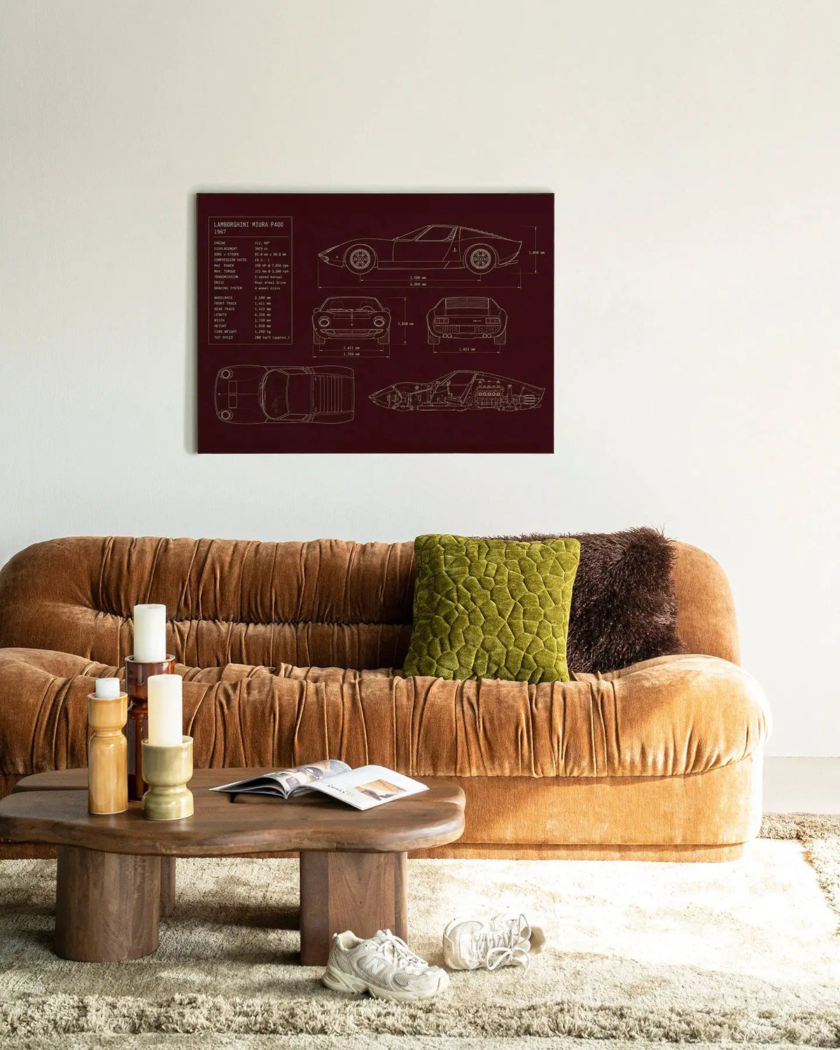 Red Print Lamborghini - Moderne Wanddecoratie | Artprint, Glass Art & Wandkleed by Urban Cotton