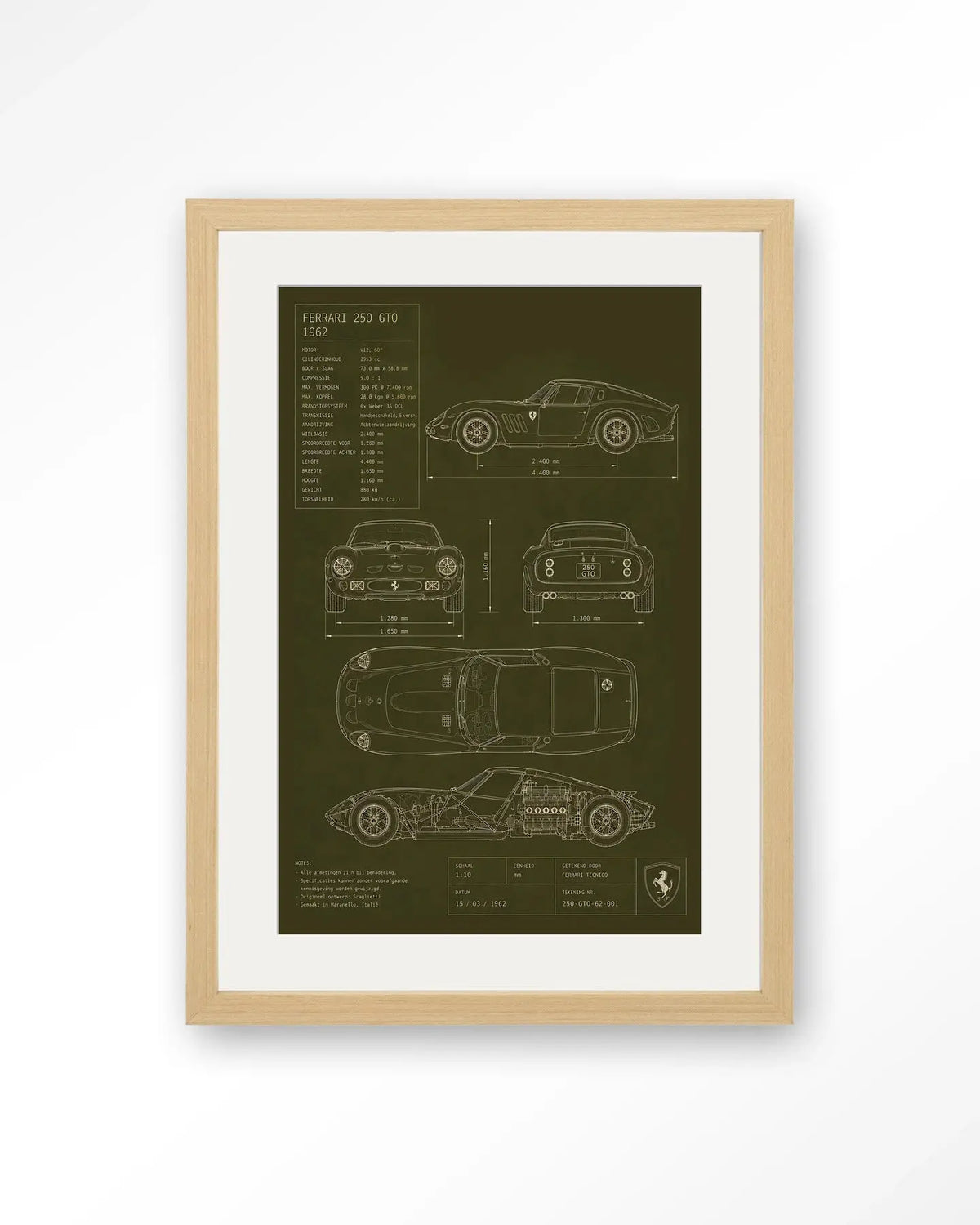 Green Print Ferrari - Moderne Wanddecoratie | Artprint, Glass Art & Wandkleed by Urban Cotton