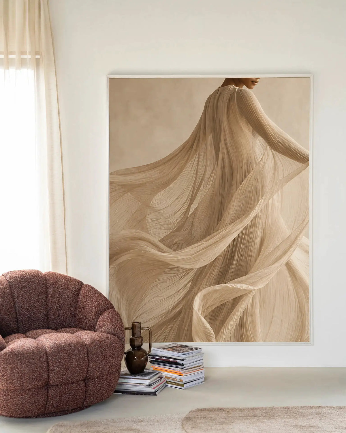 Flowing Beige - Moderne Wanddecoratie | Artprint, Glass Art & Wandkleed by Urban Cotton