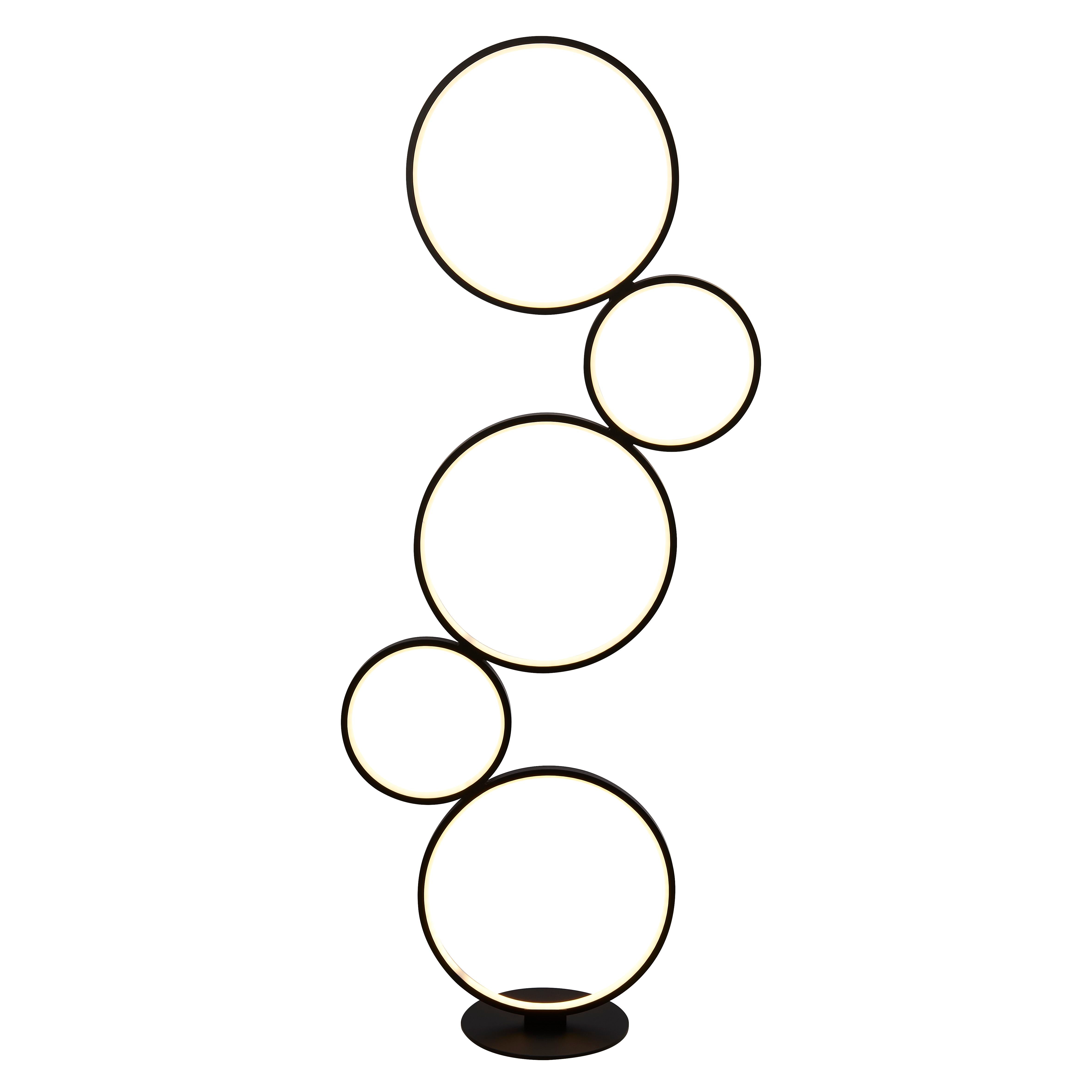 Cirque 5Lt Ring Floor Lamp - Black Metal & Opal Silicon