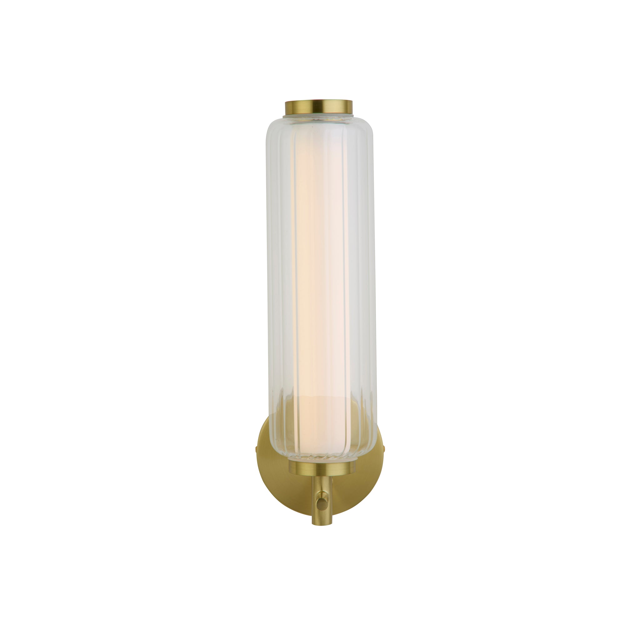 Mod LED Wall Light, Satin Brass Metal, Opal Acrylic & Clear