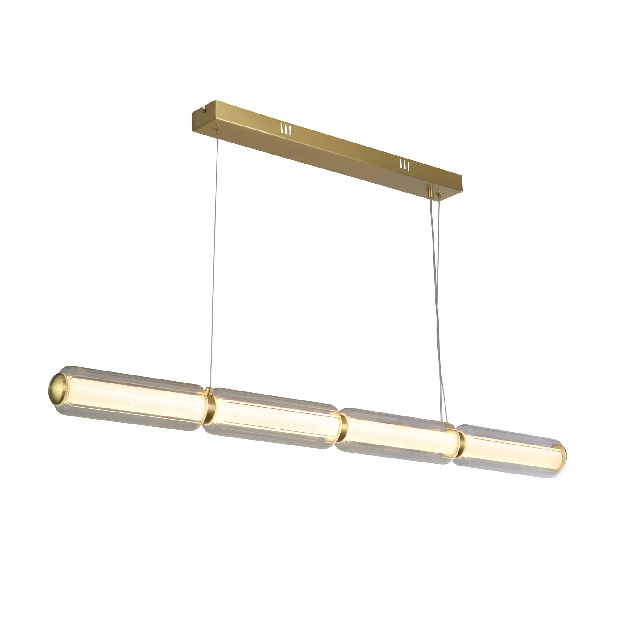 Hanglamp Mod LED, Satin Brass Metal, Opal Acrylic & Clear Glass by Searchlight