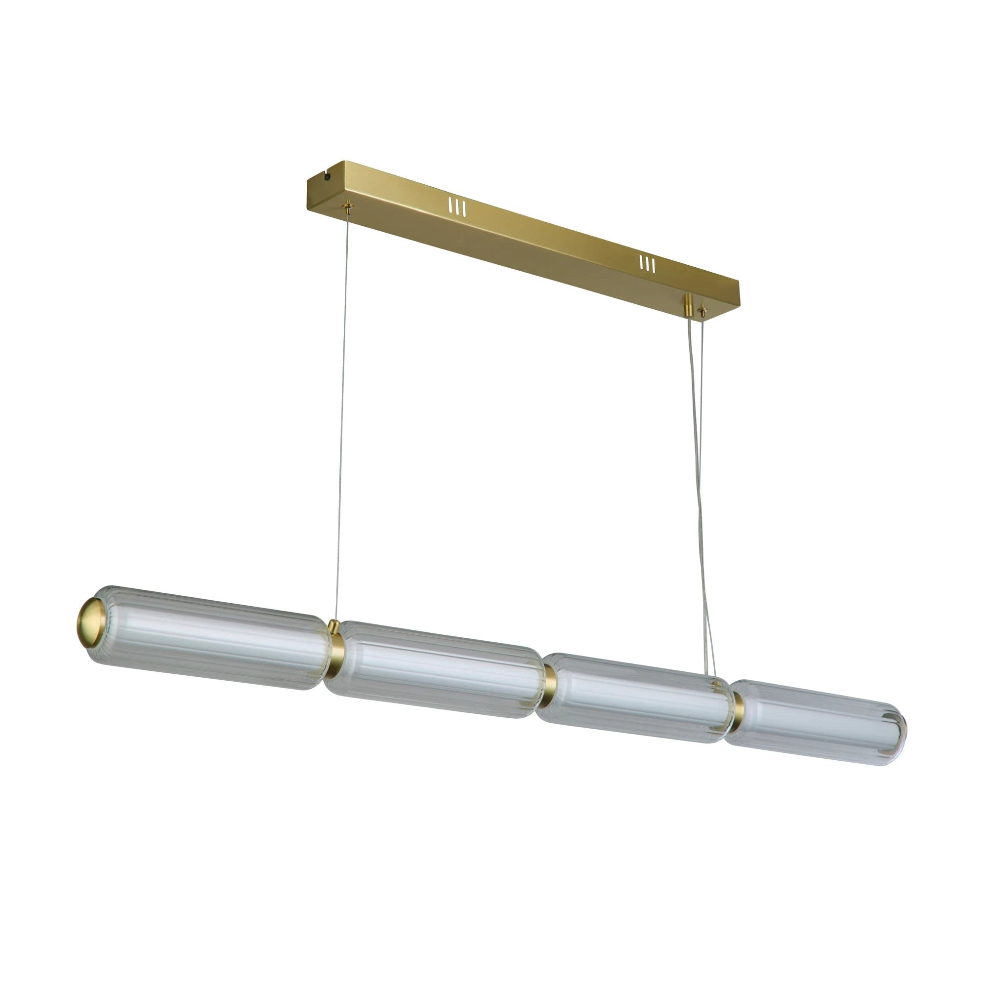 Hanglamp Mod LED, Satin Brass Metal, Opal Acrylic & Clear Glass by Searchlight
