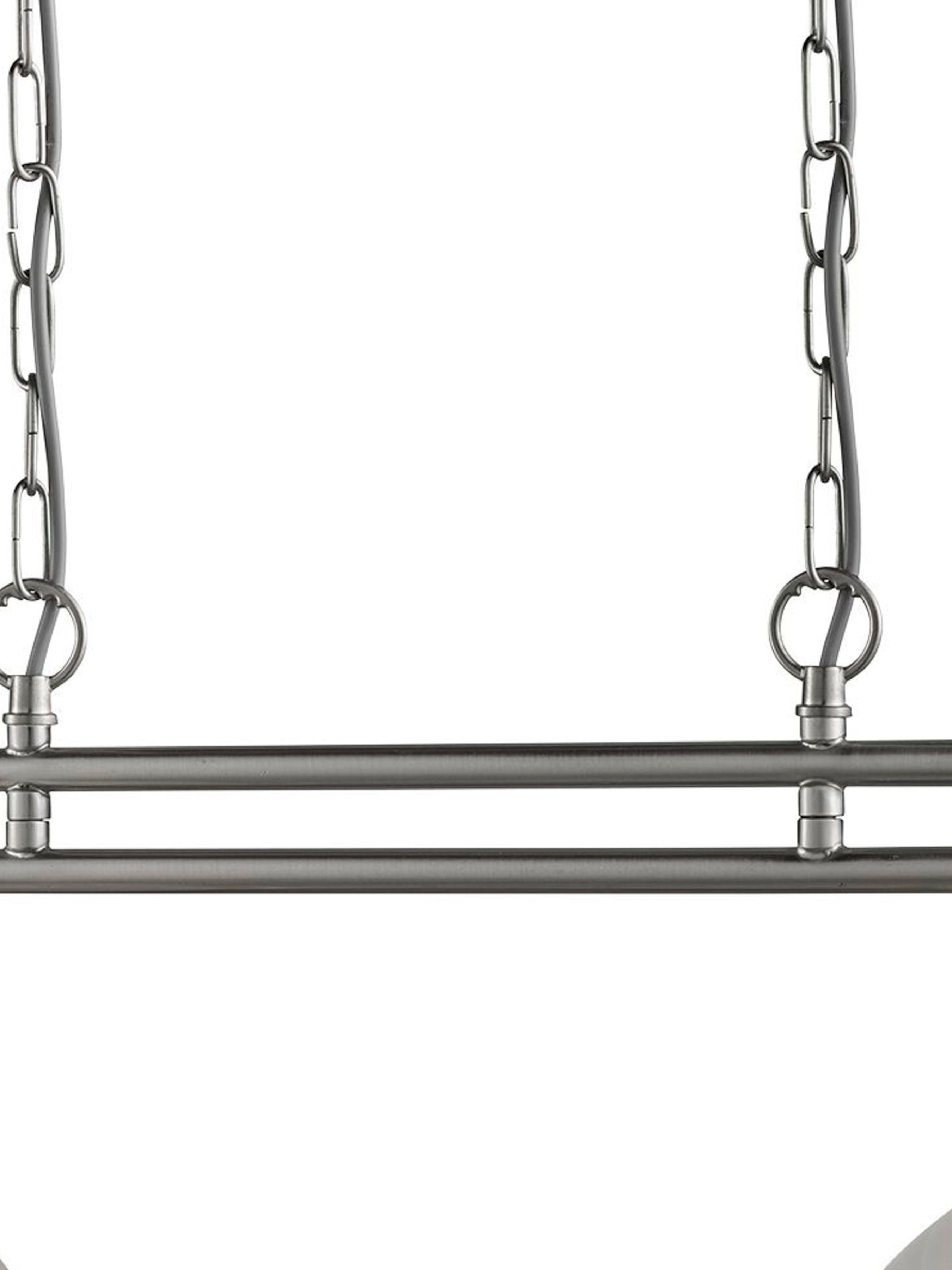 Bistro 2Lt Bar Pendant - Satin Silver Metal & Glass