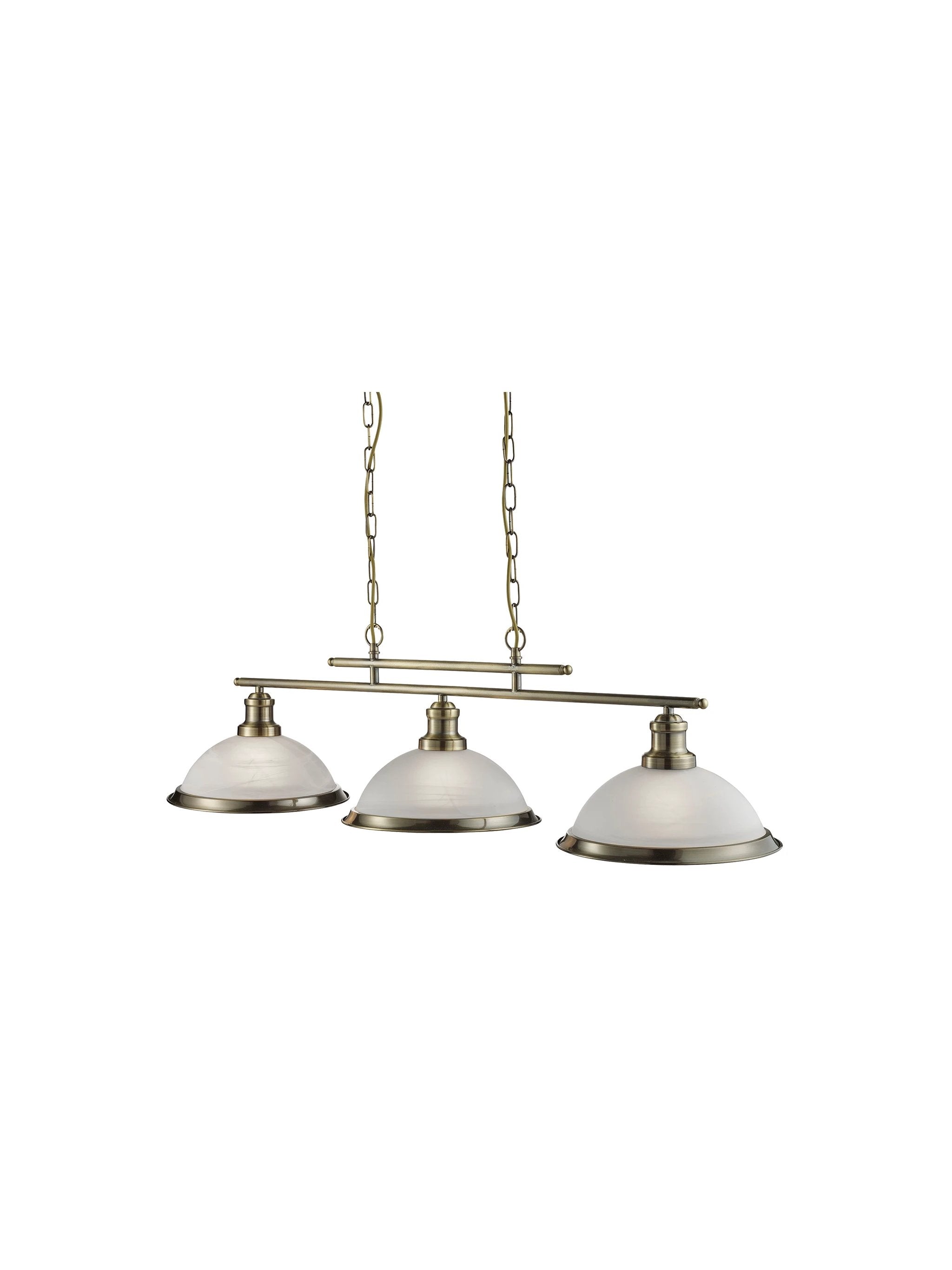 Hanglamp Bistro 3Lt - Antique Brass Metal & Acid Glass by Searchlight