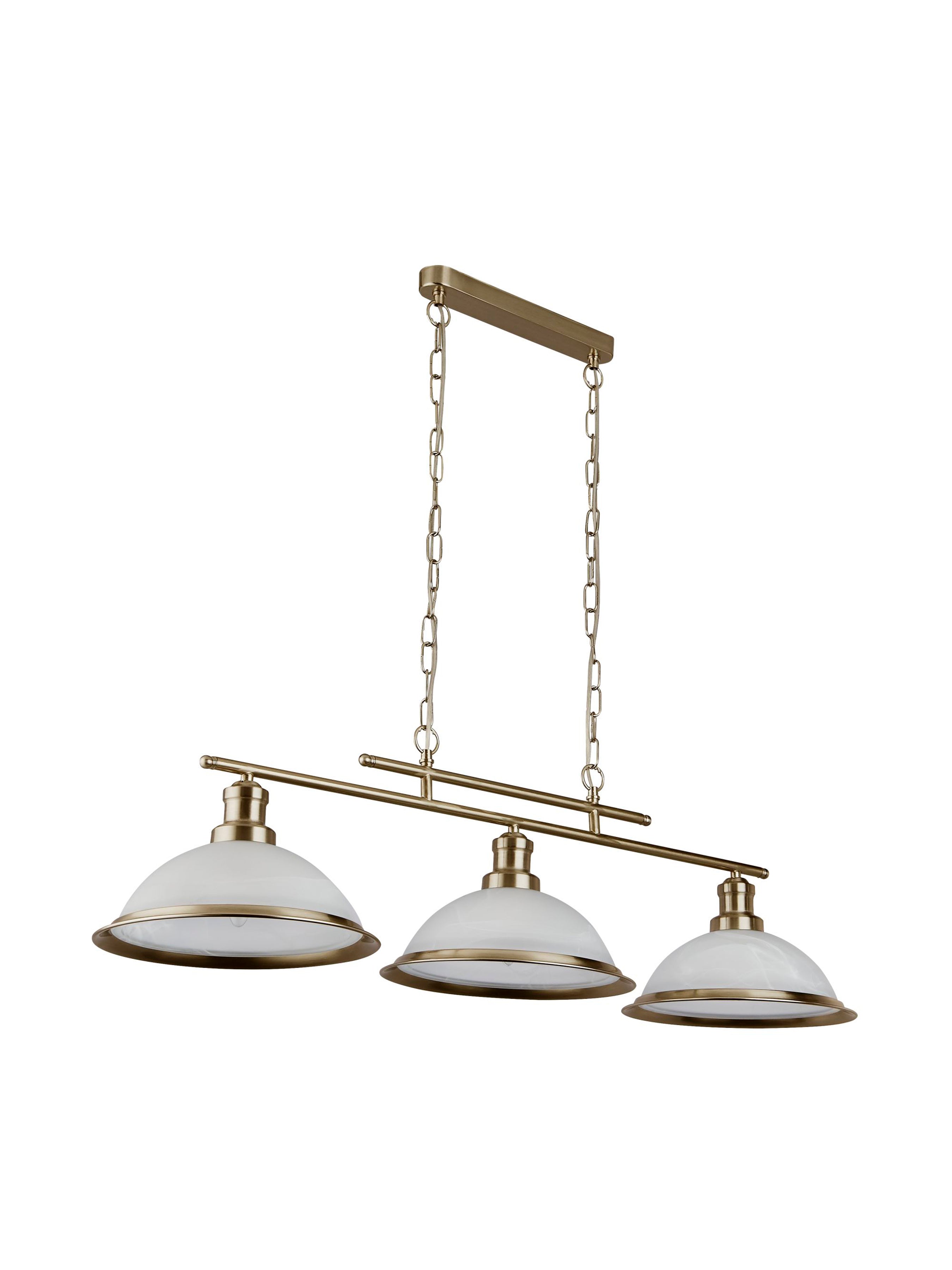Bistro 3Lt Bar Pendant - Antique Brass Metal & Acid Glass