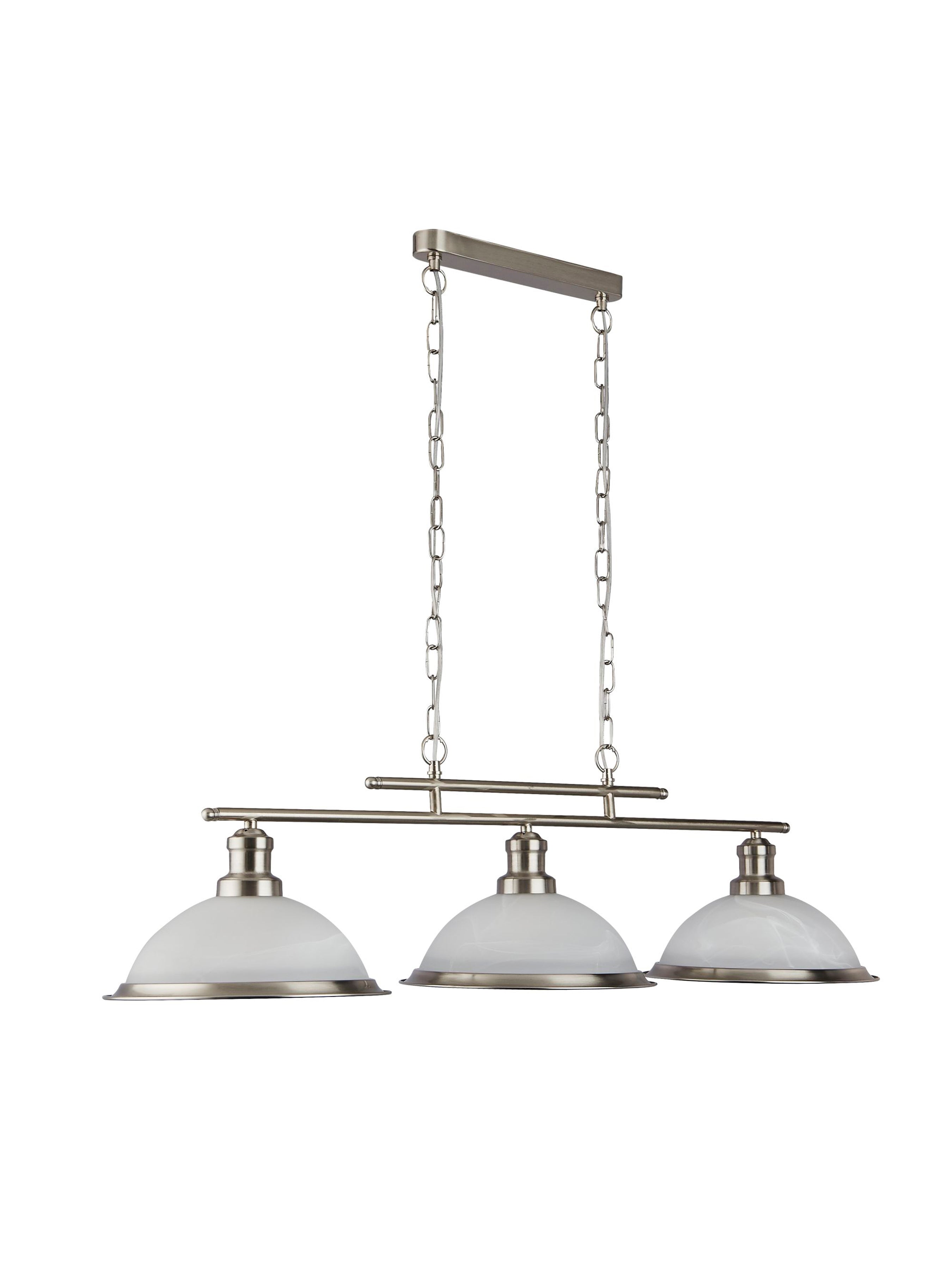 Bistro 3Lt Bar Pendant - Satin Silver Metal & Acid Glass