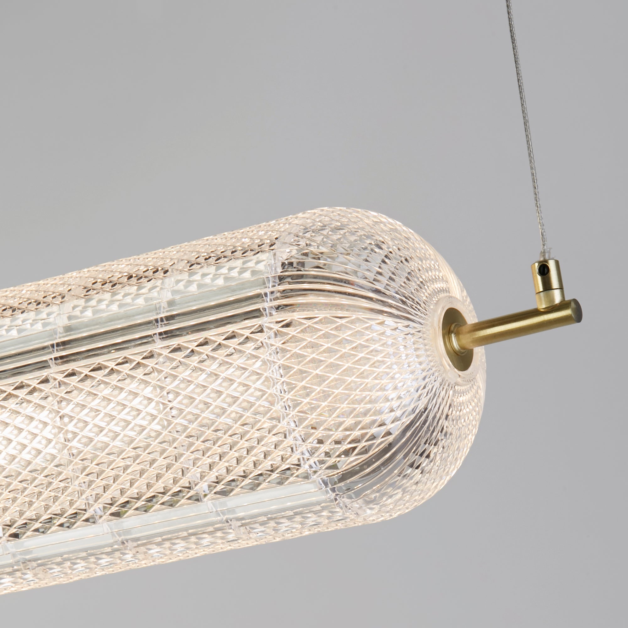Capsule LED Convertible Pendant, Satin Brass Metal and Acryl