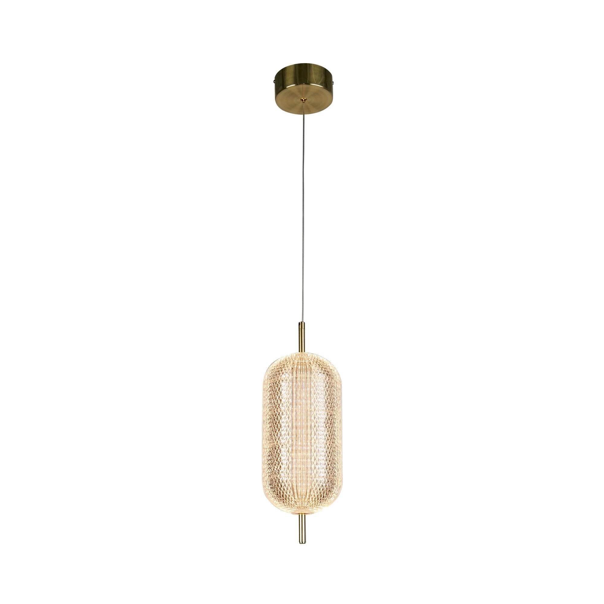 Hanglamp Capsule LED - Satin Brass Metal and Acrylic Shade by Searchlight