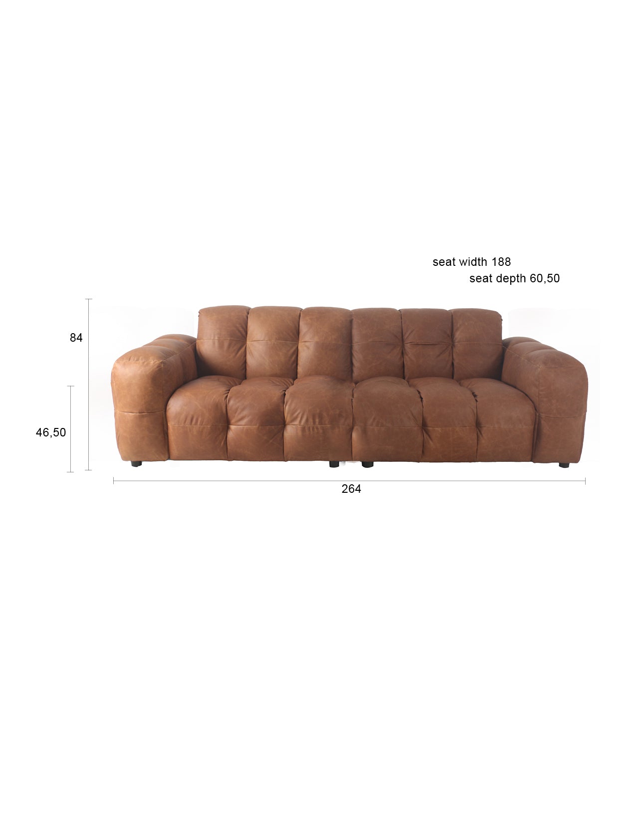 Sofa Hackman 3-Seater Leather Cognac