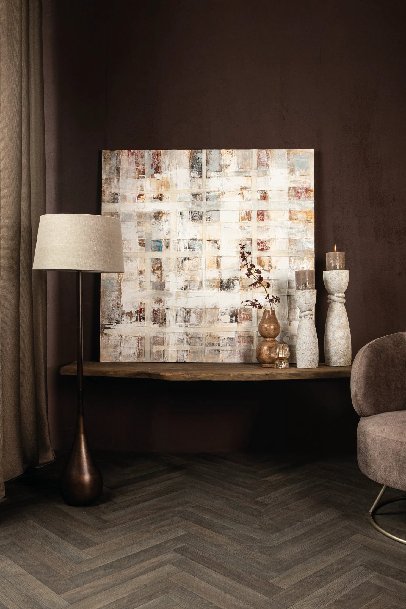 Julitta Crème Canvas Wandpaneel Abstracte Mix by PTMD