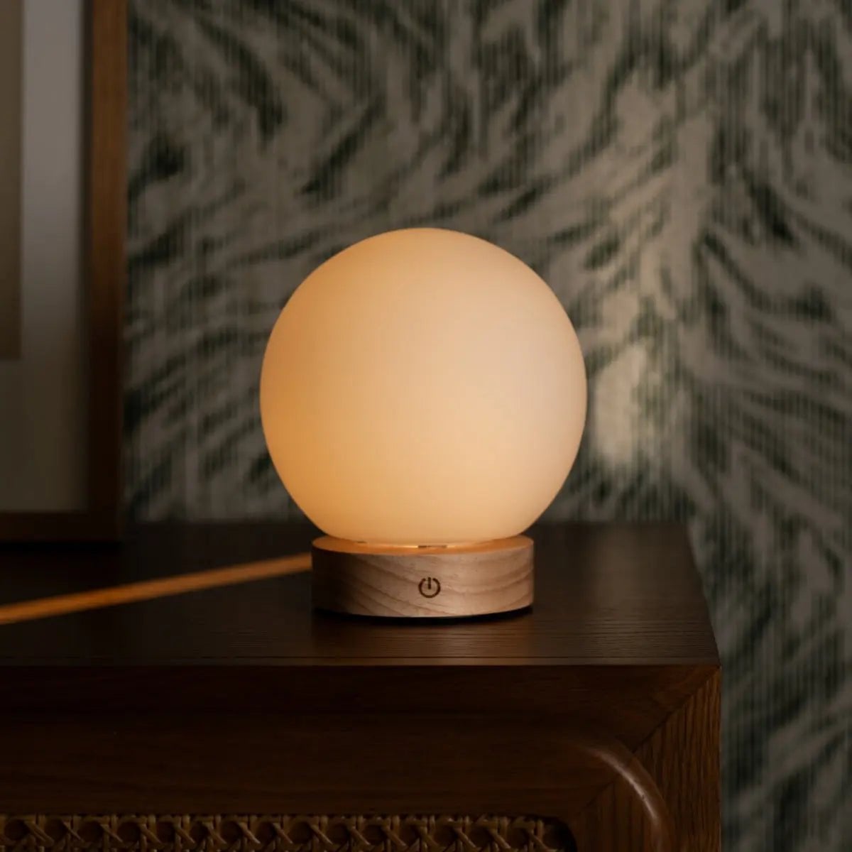 Tafellamp oplaadbaar Flore lichtbruin hout