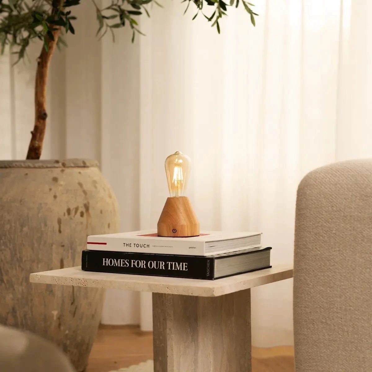 Tafellamp oplaadbaar Zavi lichtbruin by Tavellio - Amsterdam