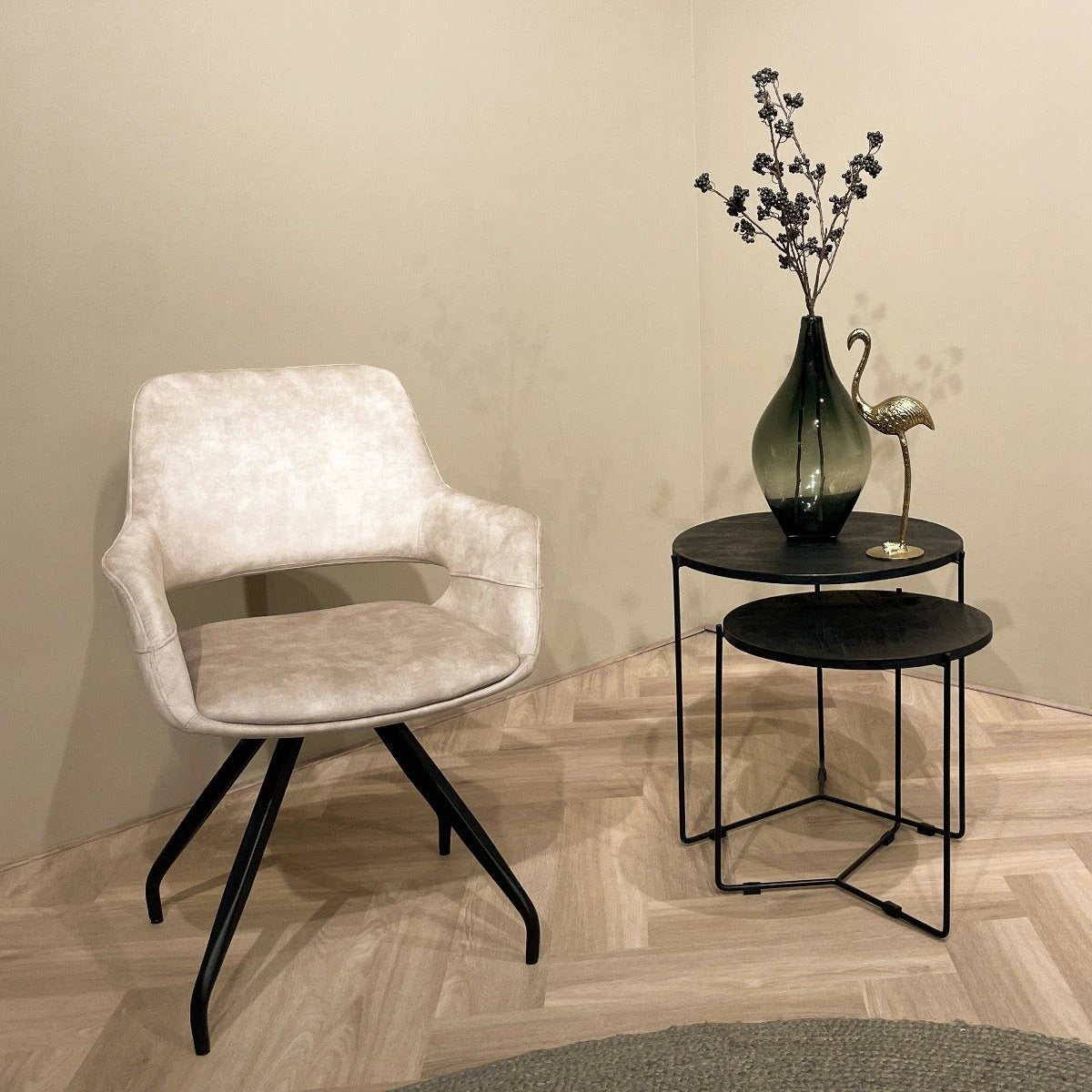 Capp Beige Fluweel (set van 2) by Livingfurn