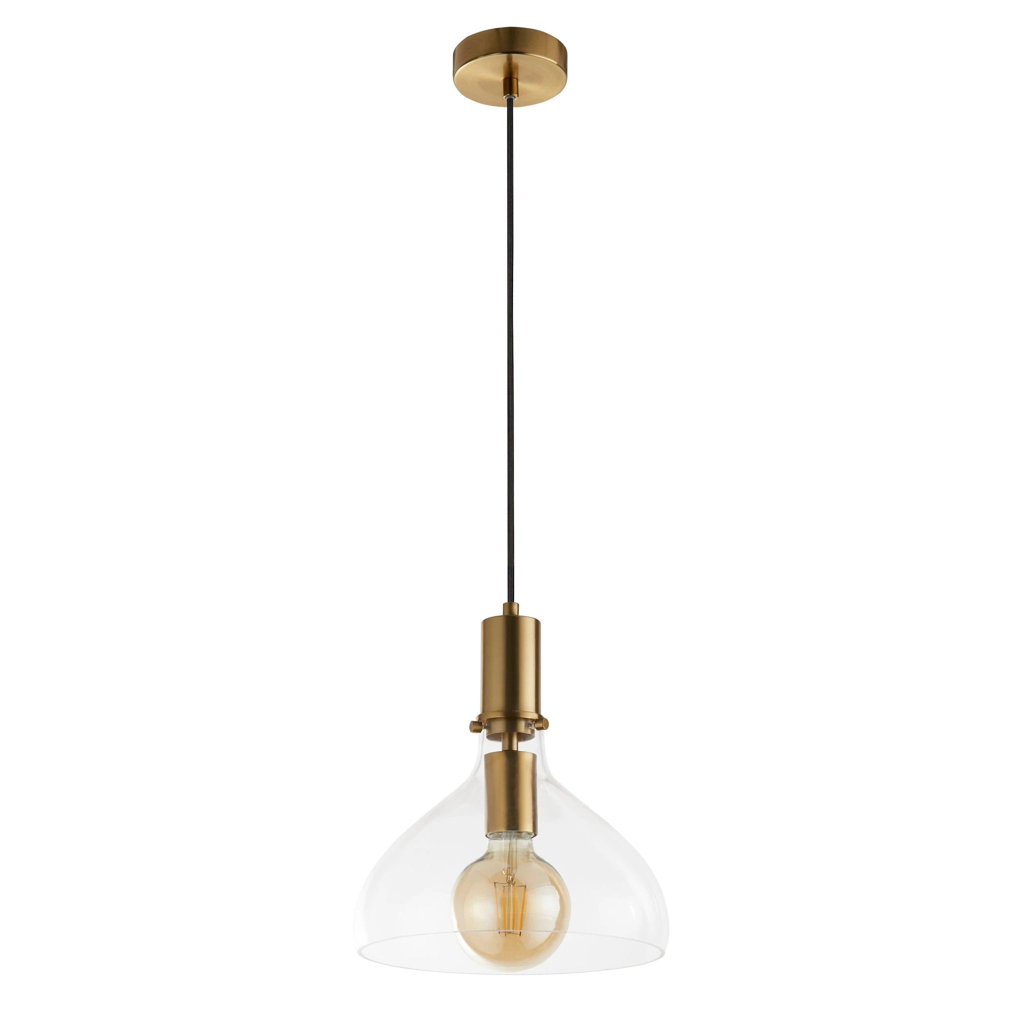 Hanglamp Margarita - Brass Metal & Clear Glass by Searchlight