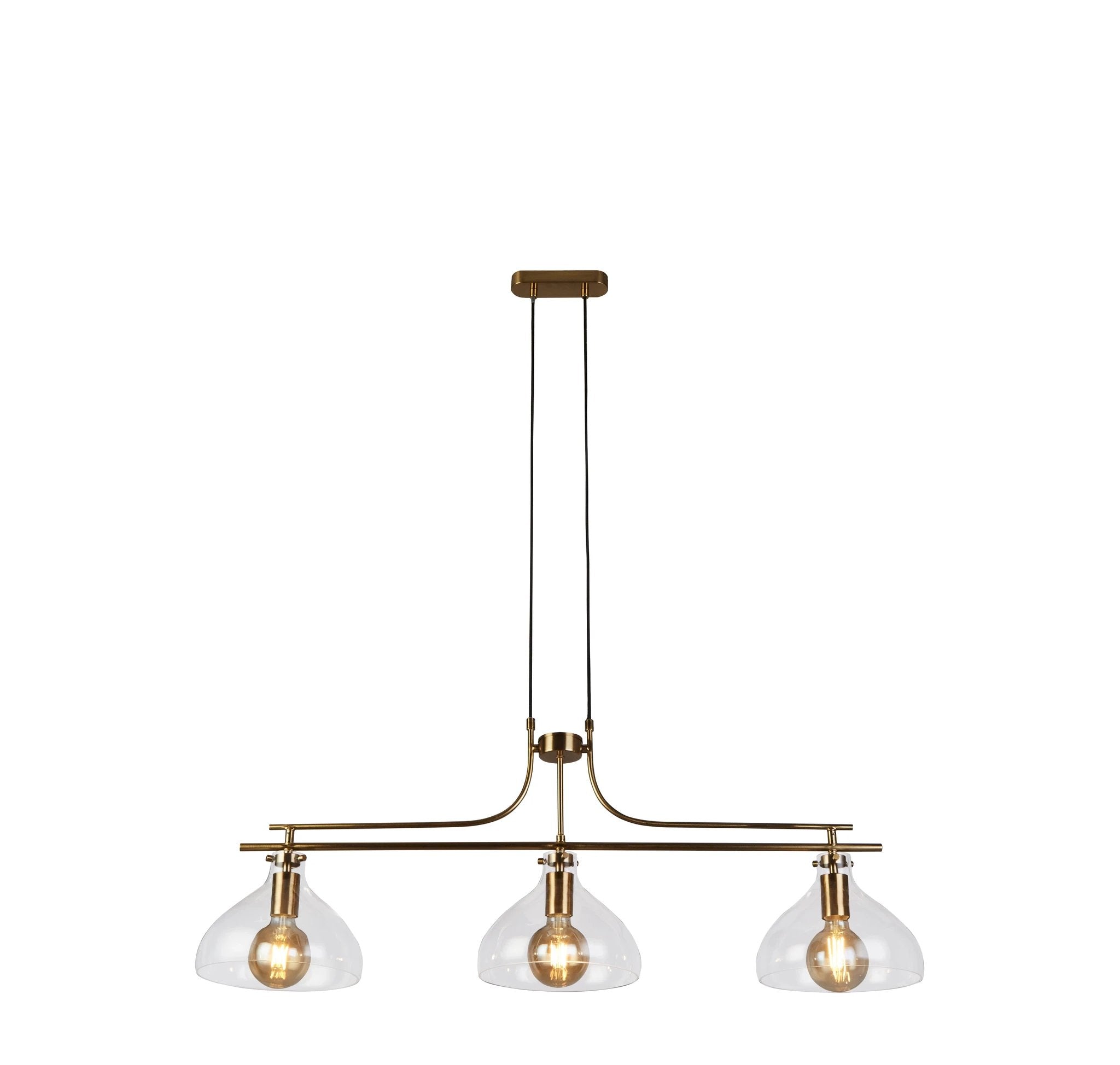 Hanglamp Margarita 3Lt Brass Metal & Clear Glass by Searchlight