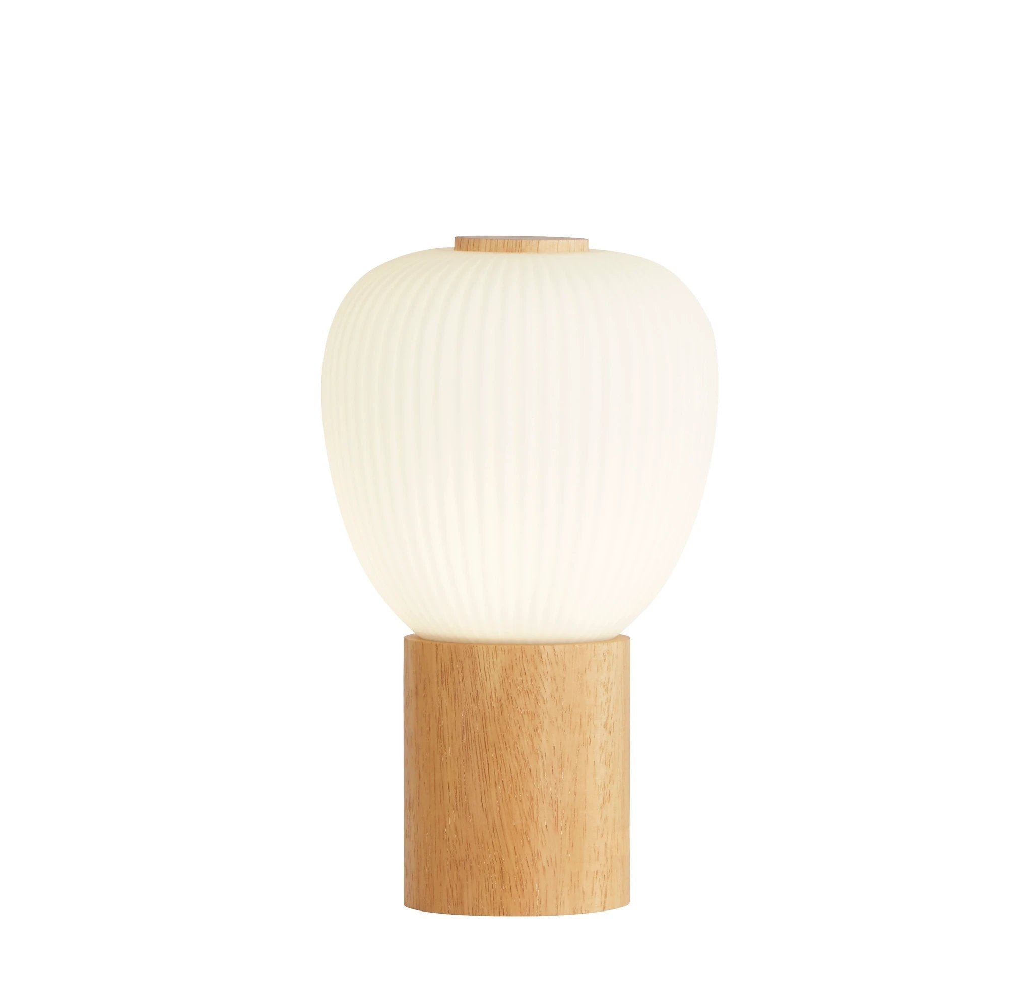 Tafellamp Ella - Wood & Opal Ribbed Glass by Searchlight