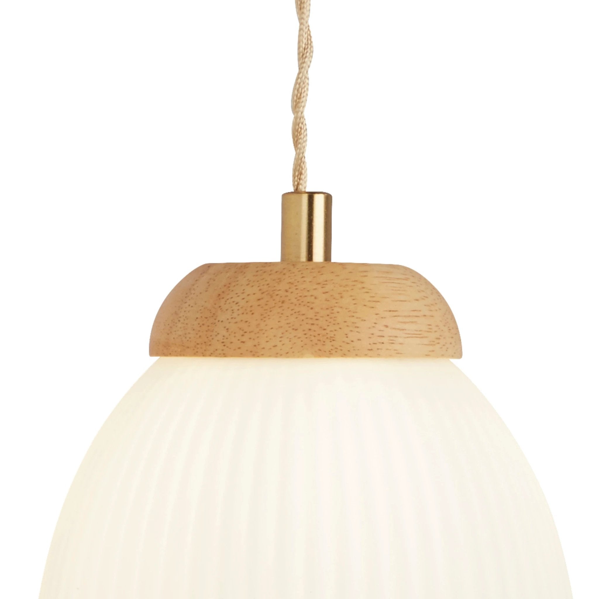 Wandlamp Ella - Brass Metal, Wood & Opal Ribbed Glass by Searchlight