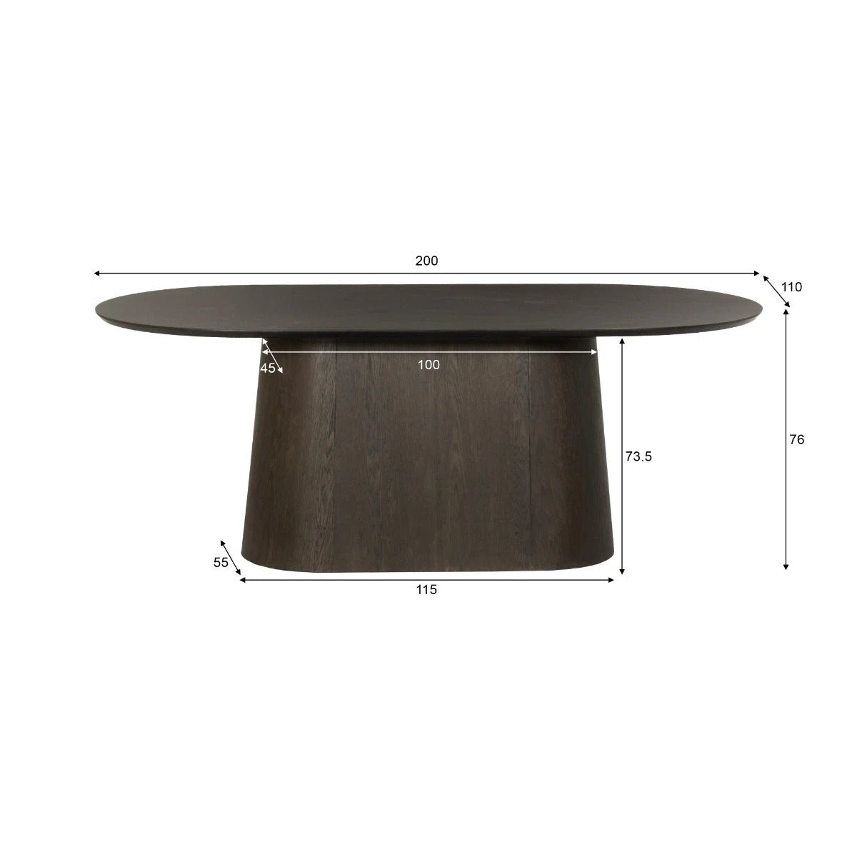 Eettafel Novero Espresso 200cm by Livingfurn