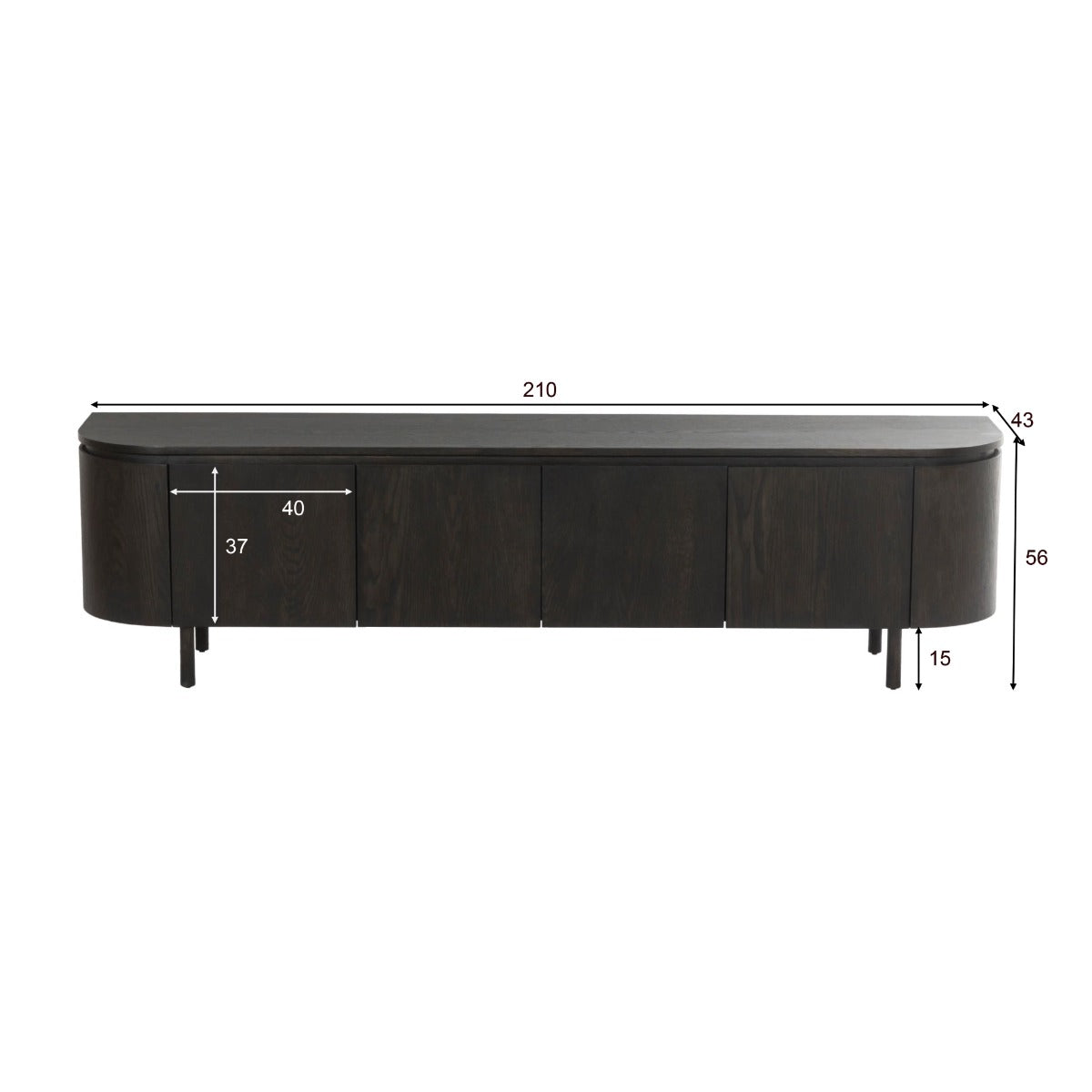 TV-meubel Tobago Espresso 210cm