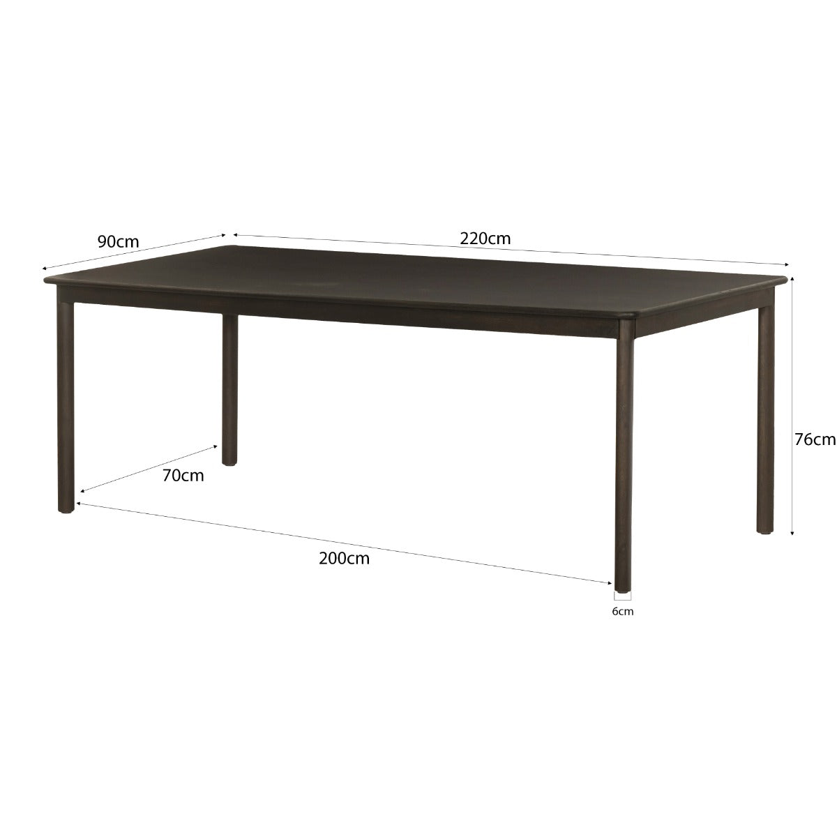 Eettafel Tobago Espresso 220cm