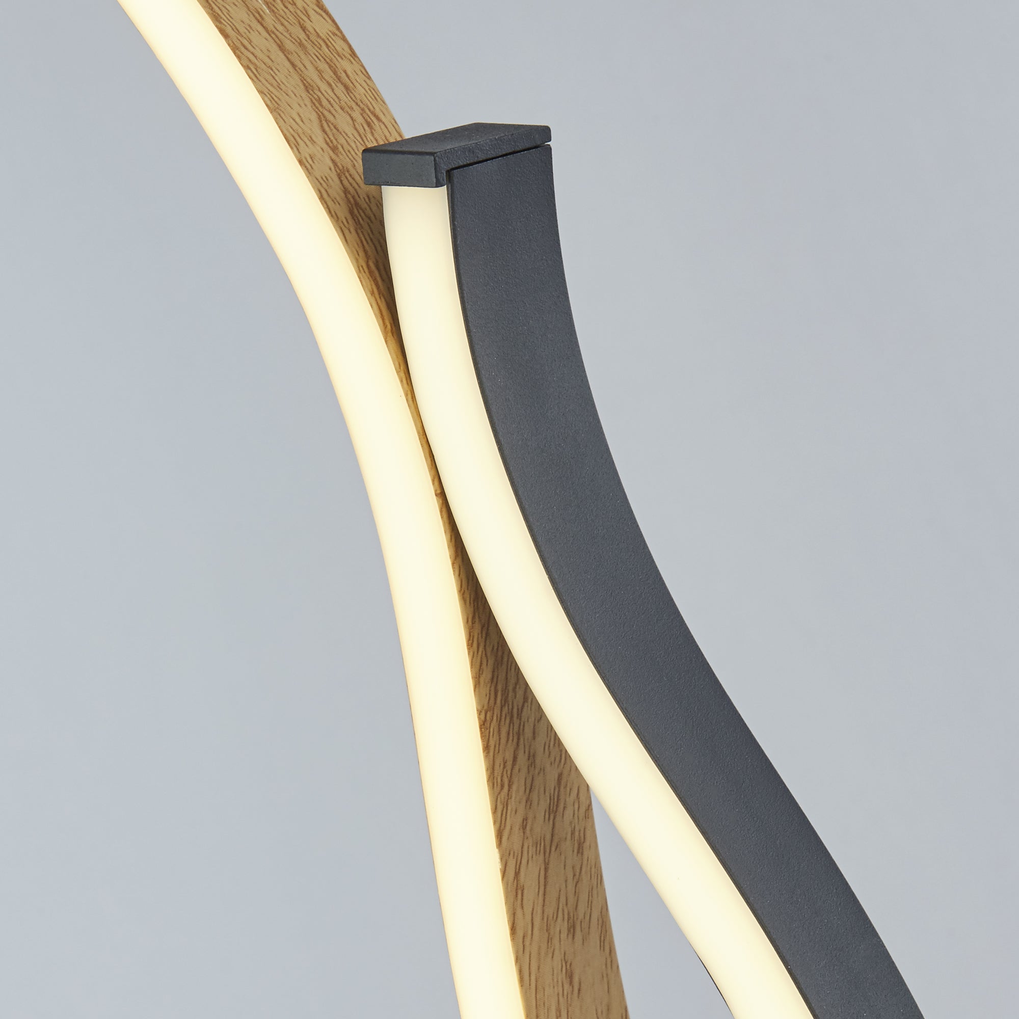 Bloom Table Lamp - Black Metal & Wood Effect