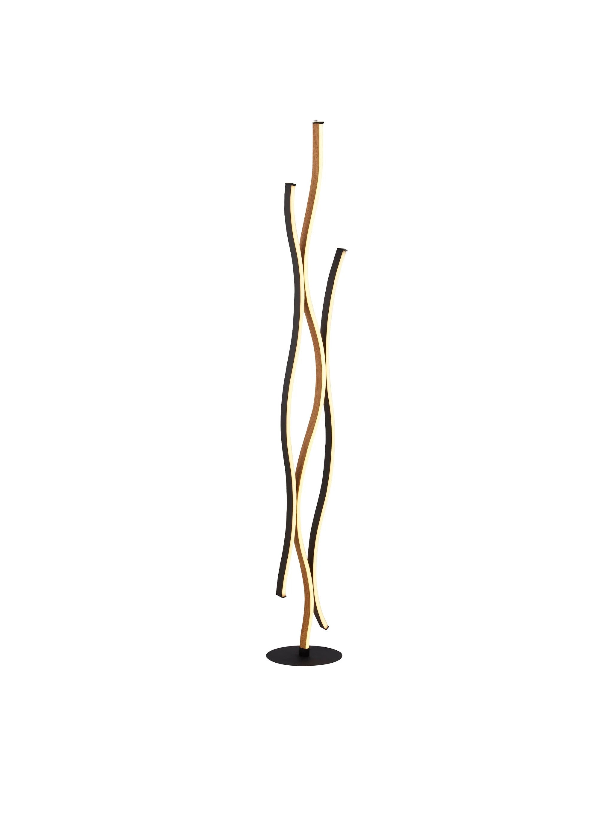 Vloerlamp Bloom - Black Metal & Wood Effect by Searchlight