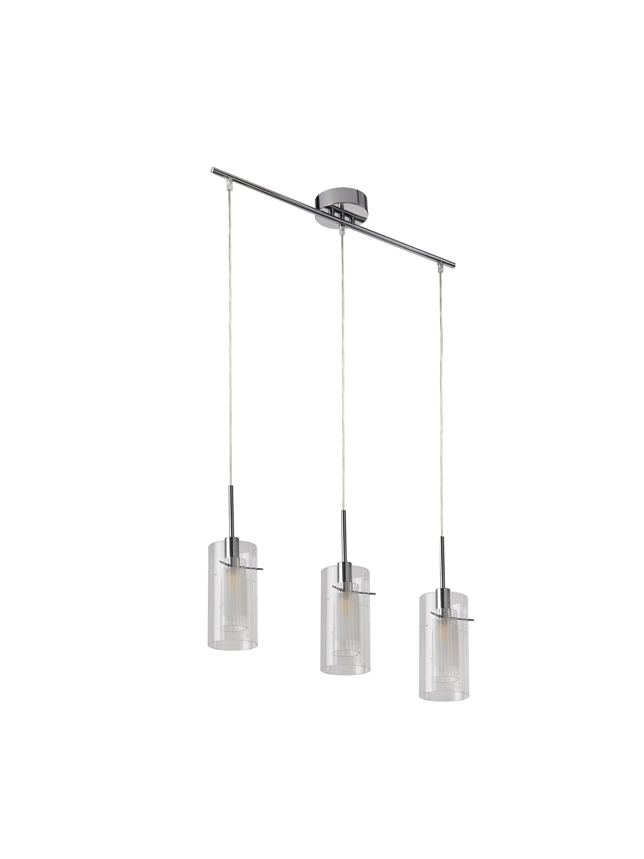 Hanglamp Duo I 3Lt - Chrome Metal & Double Glass by Searchlight