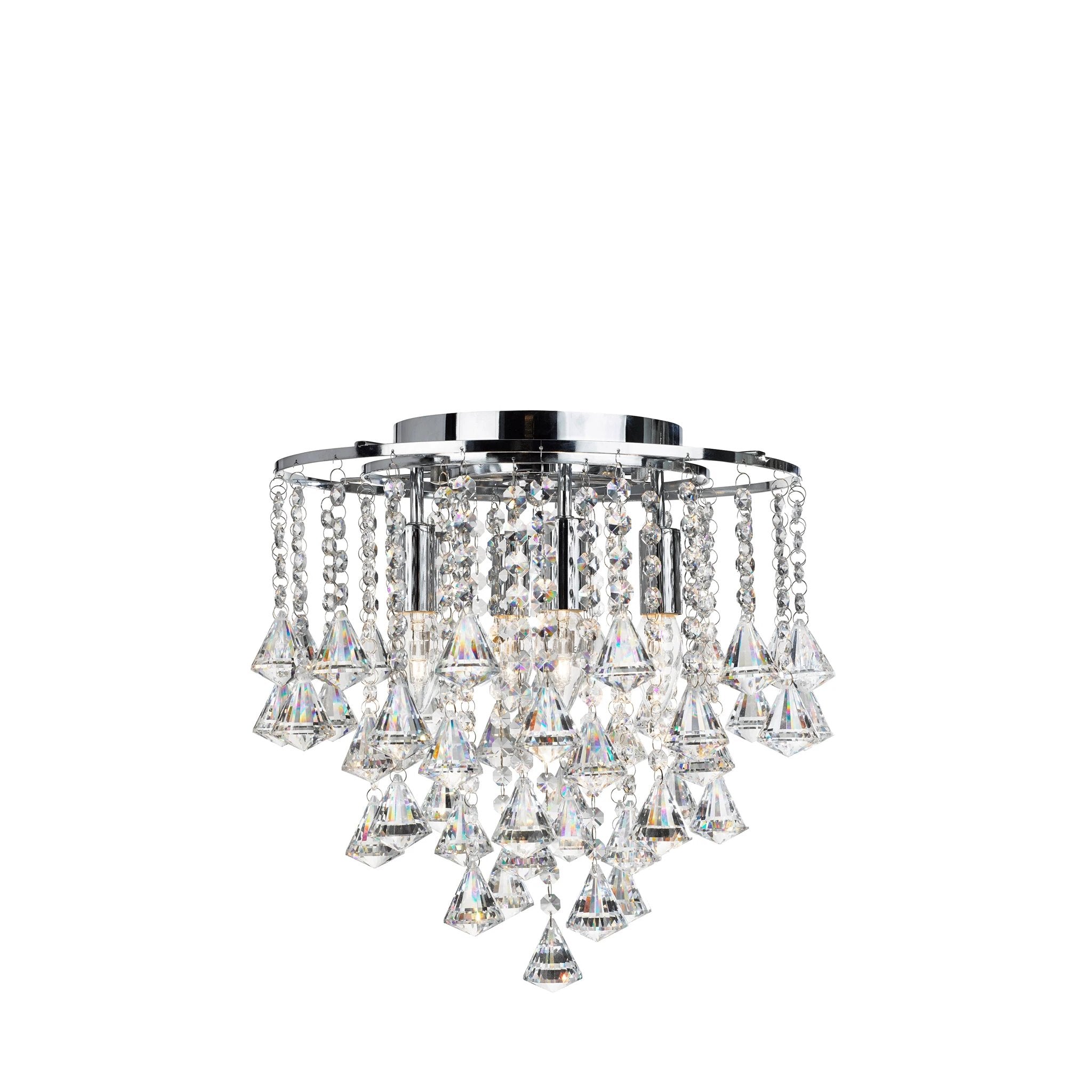 Plafondlamp Dorchester 5Lt Chrome Metal & Crystal by Searchlight
