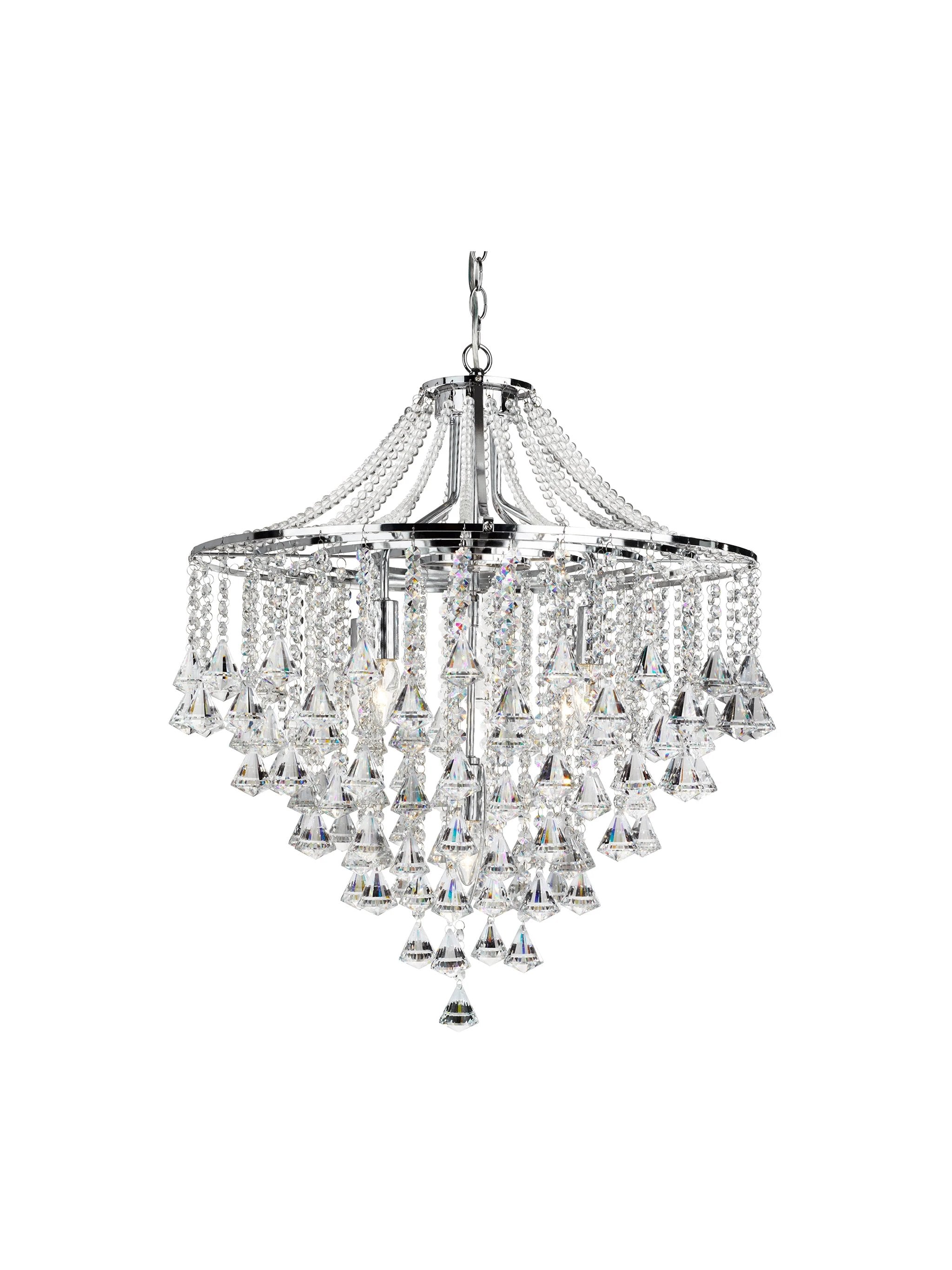 Kroonluchter Dorchester 5Lt Chrome Metal & Crystal by Searchlight