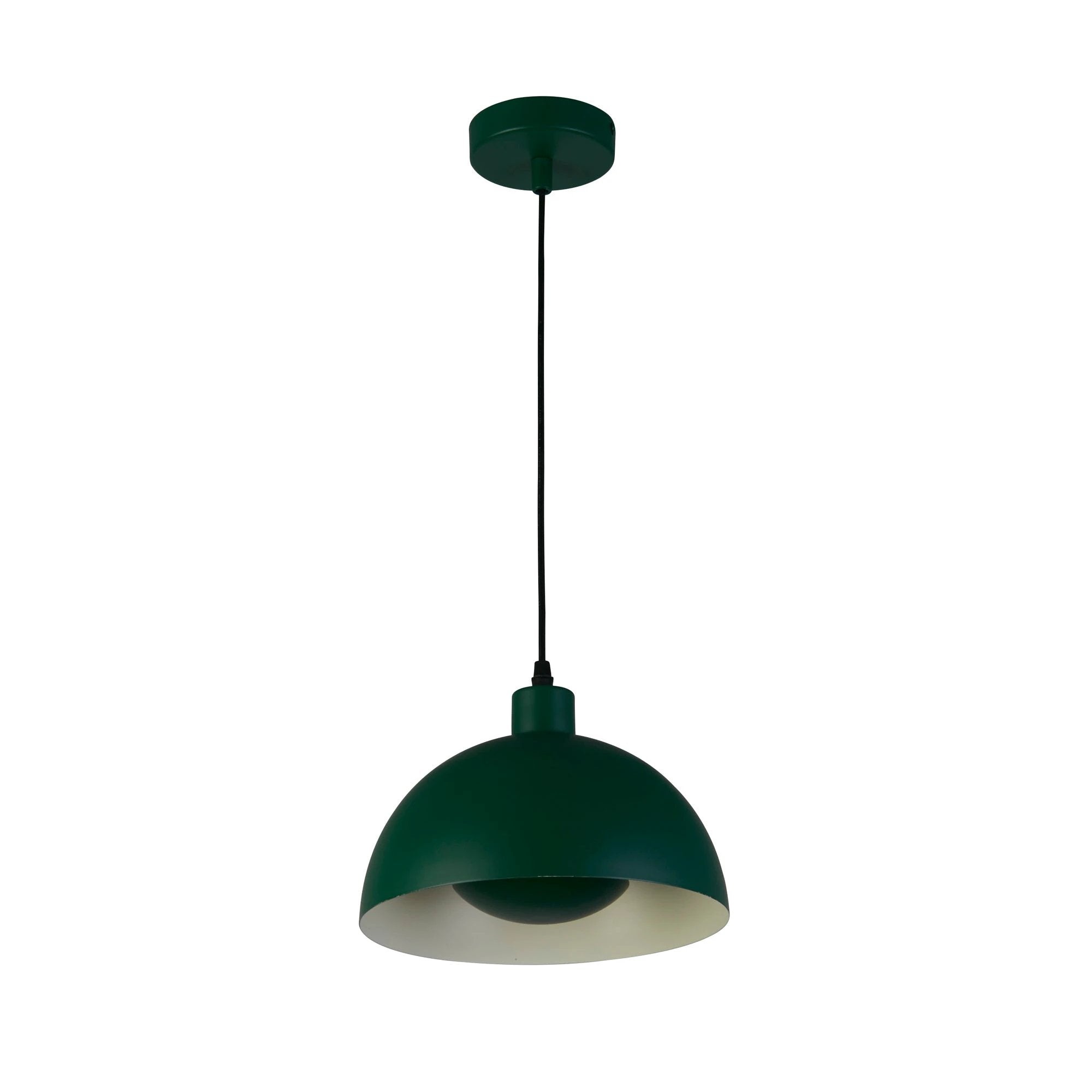 Hanglamp Mars 1LT - Matt Green Metal & Cream Inner 40cm by Searchlight