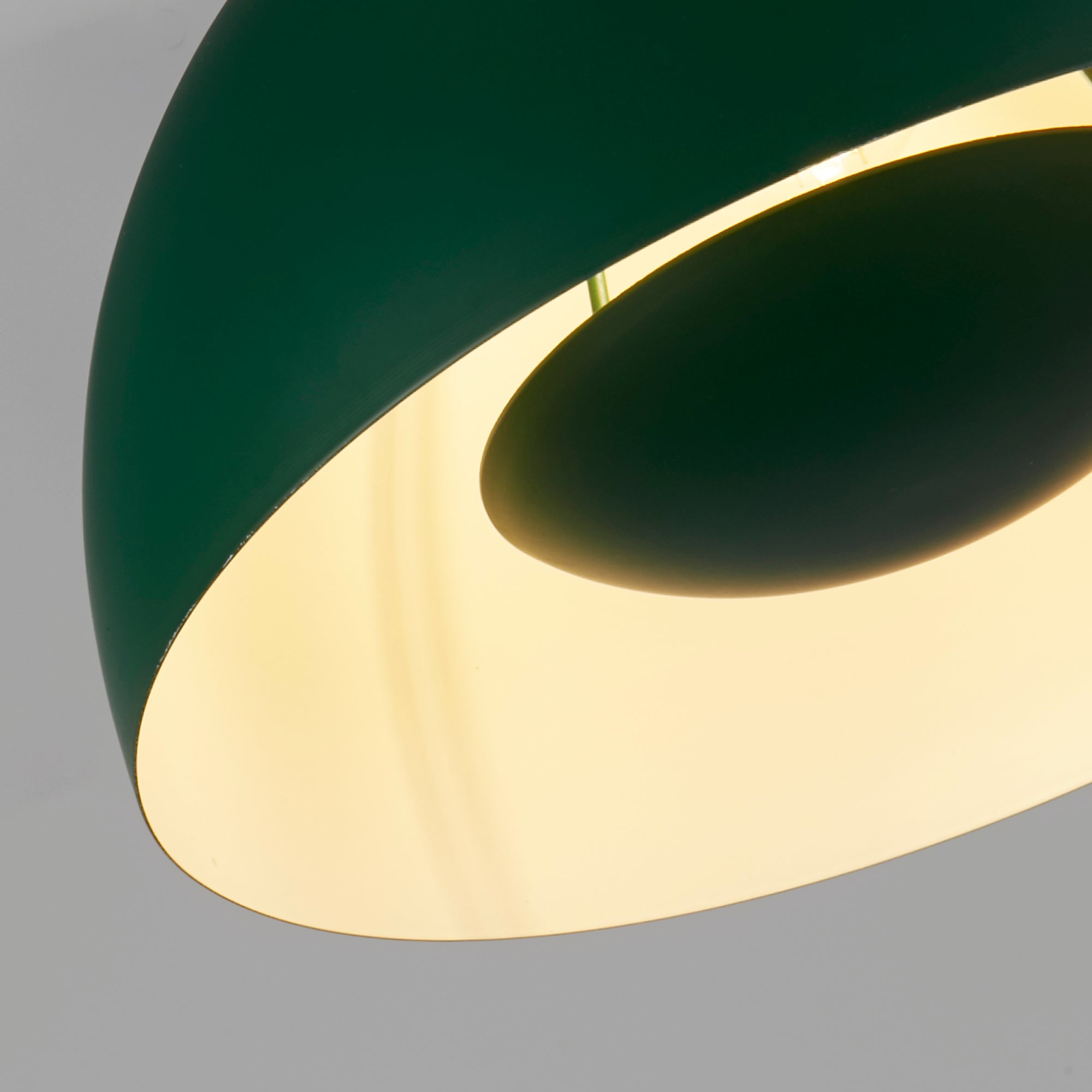 Mars 1LT Pendant, Matt Green Metal & Cream Inner 40cm