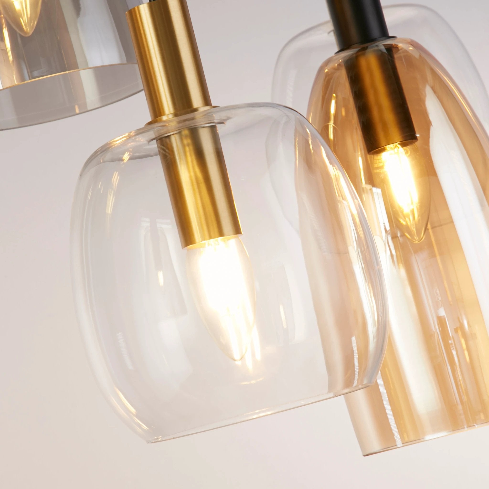 Hanglamp Divine 6Lt Multi - Black Metal & Coloured Glass by Searchlight