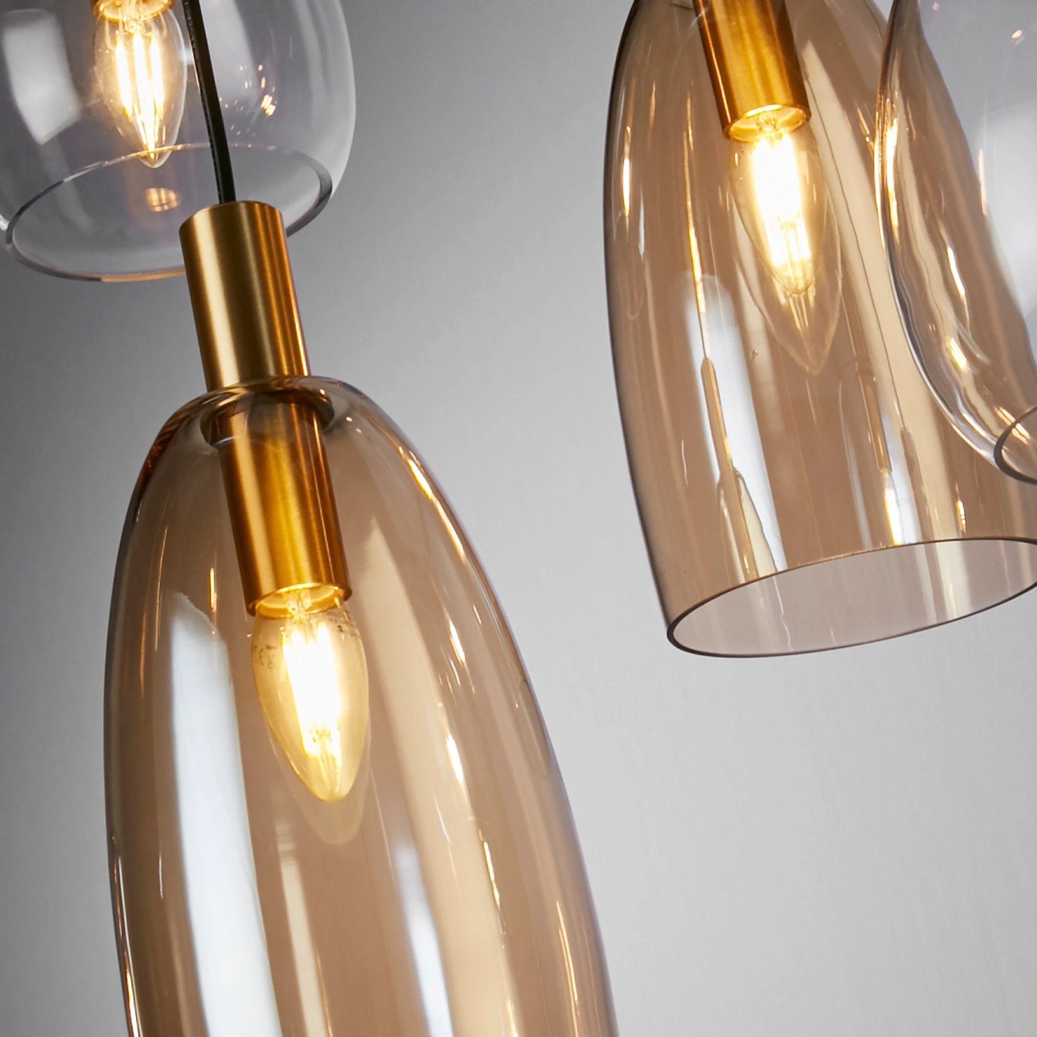 Hanglamp Divine 8Lt Multi - Black Metal & Coloured Glass by Searchlight