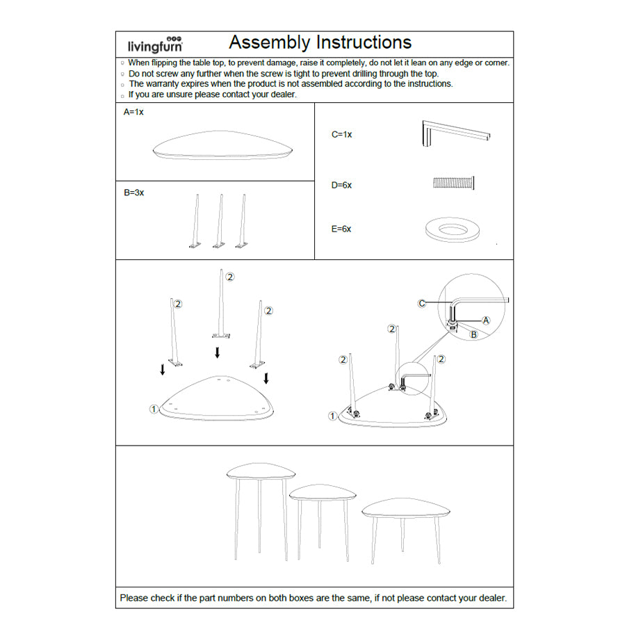 Salontafel Brix Loua Zwart set van 3
