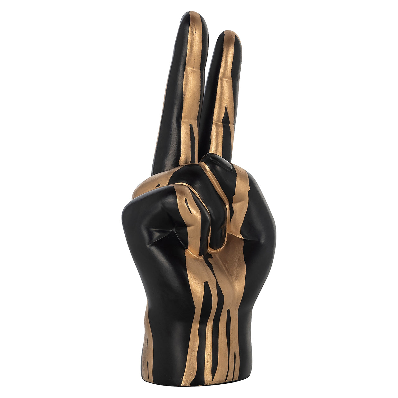 Deco object hand peace (Zwart/goud)