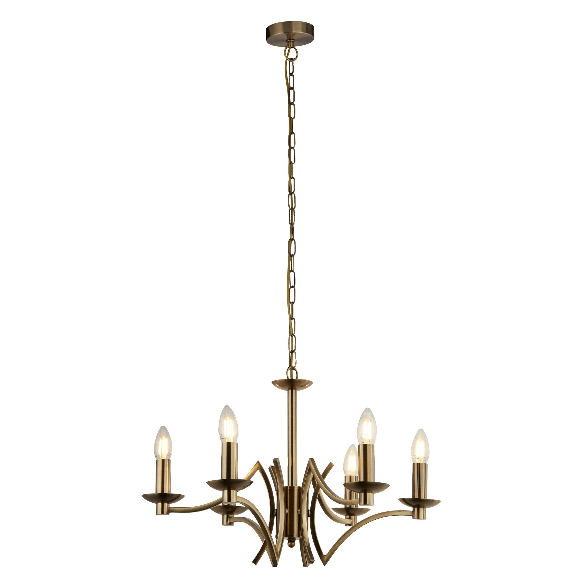 Kroonluchter Ascot 6Lt - Antique Brass Metal by Searchlight