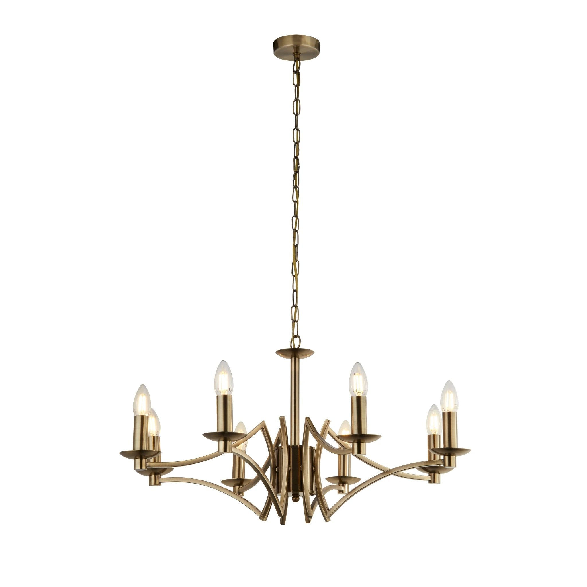 Kroonluchter Ascot 8Lt - Antique Brass Metal by Searchlight