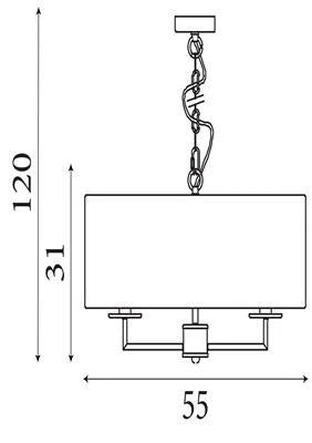 Hanglamp Knightsbridge 5Lt - Antique Brass & White Linen Shade by Searchlight
