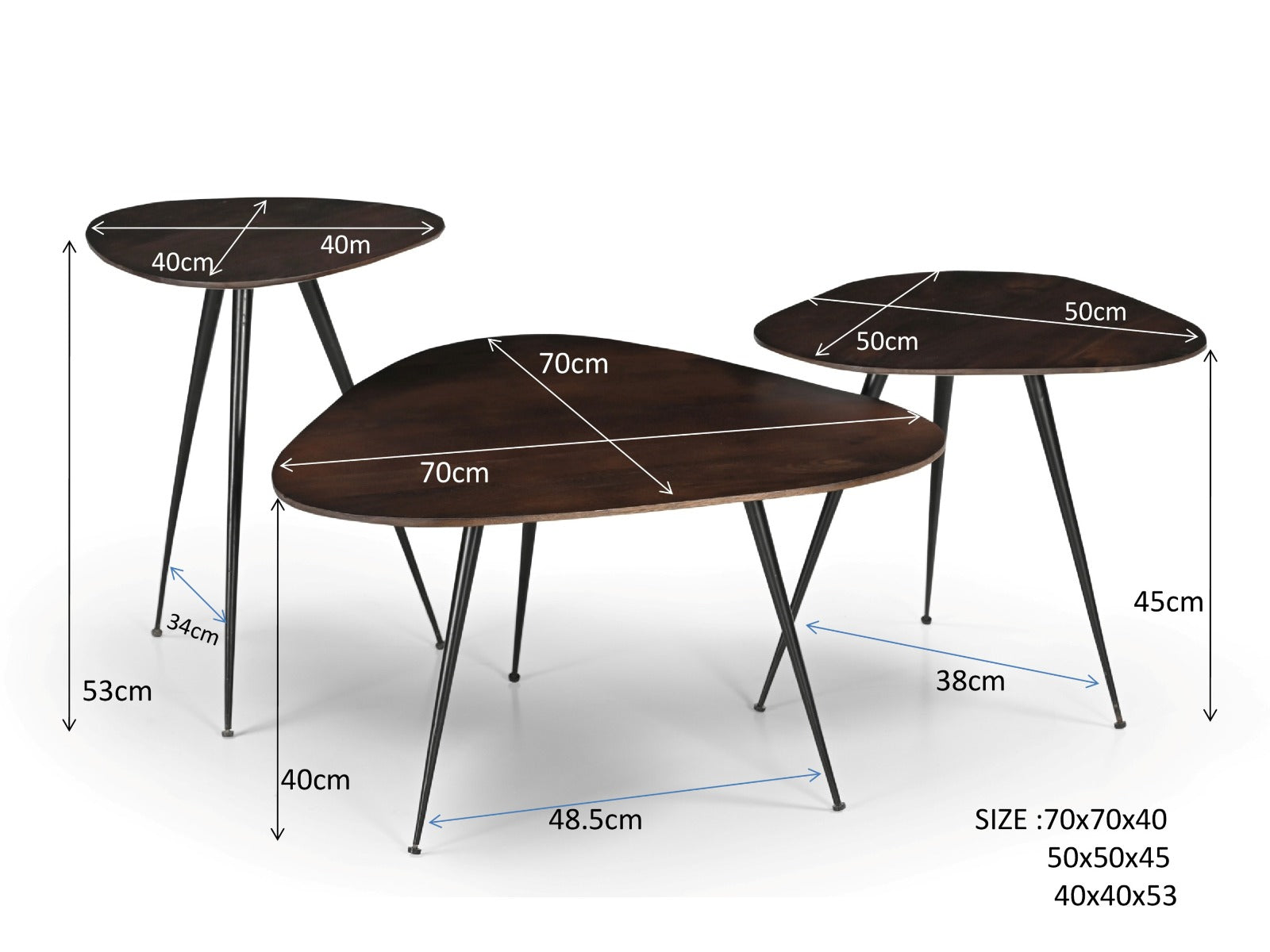 Salontafel Brix Loua Bruin set van 3