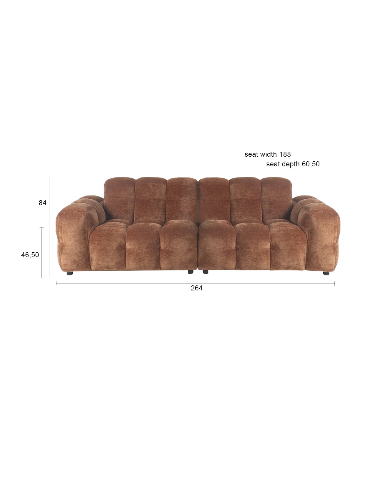 Sofa Hackman 3-Seater Velours Cognac
