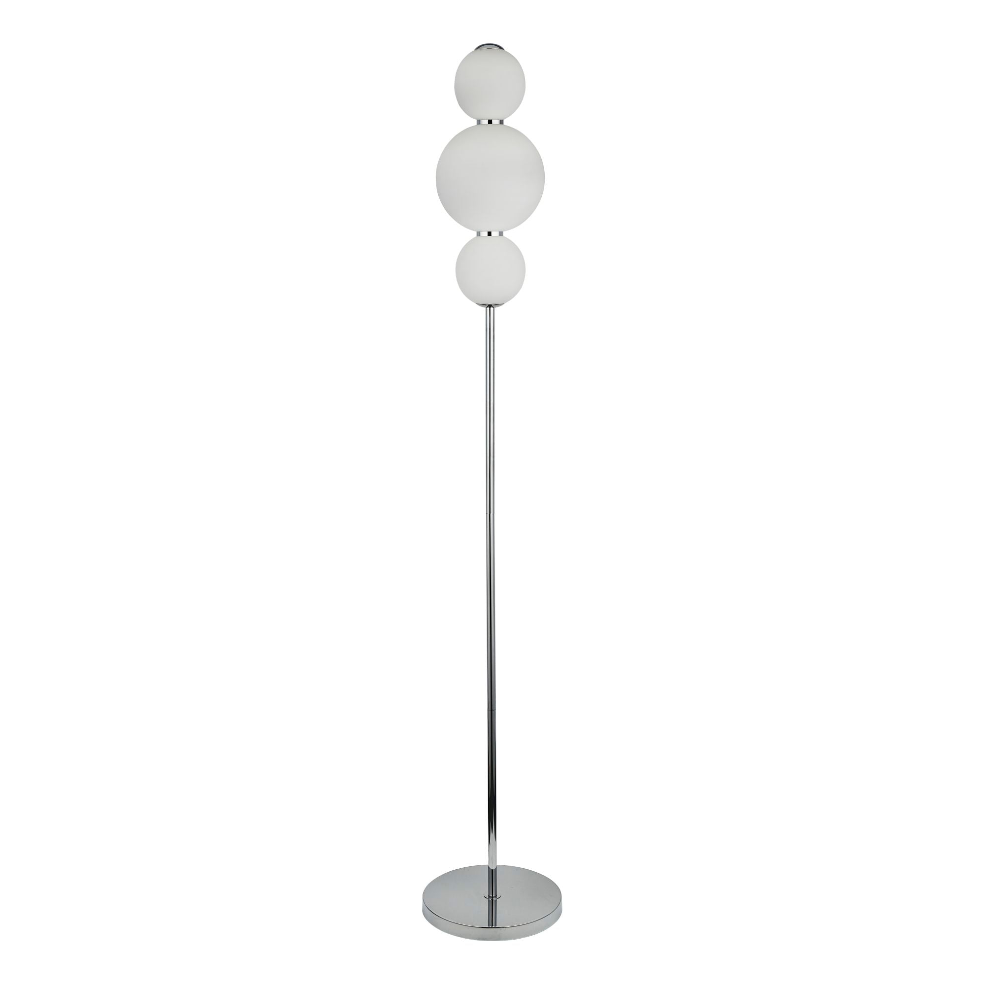 Snowball 3Lt Floor Lamp - Chrome Metal & Opal Glass