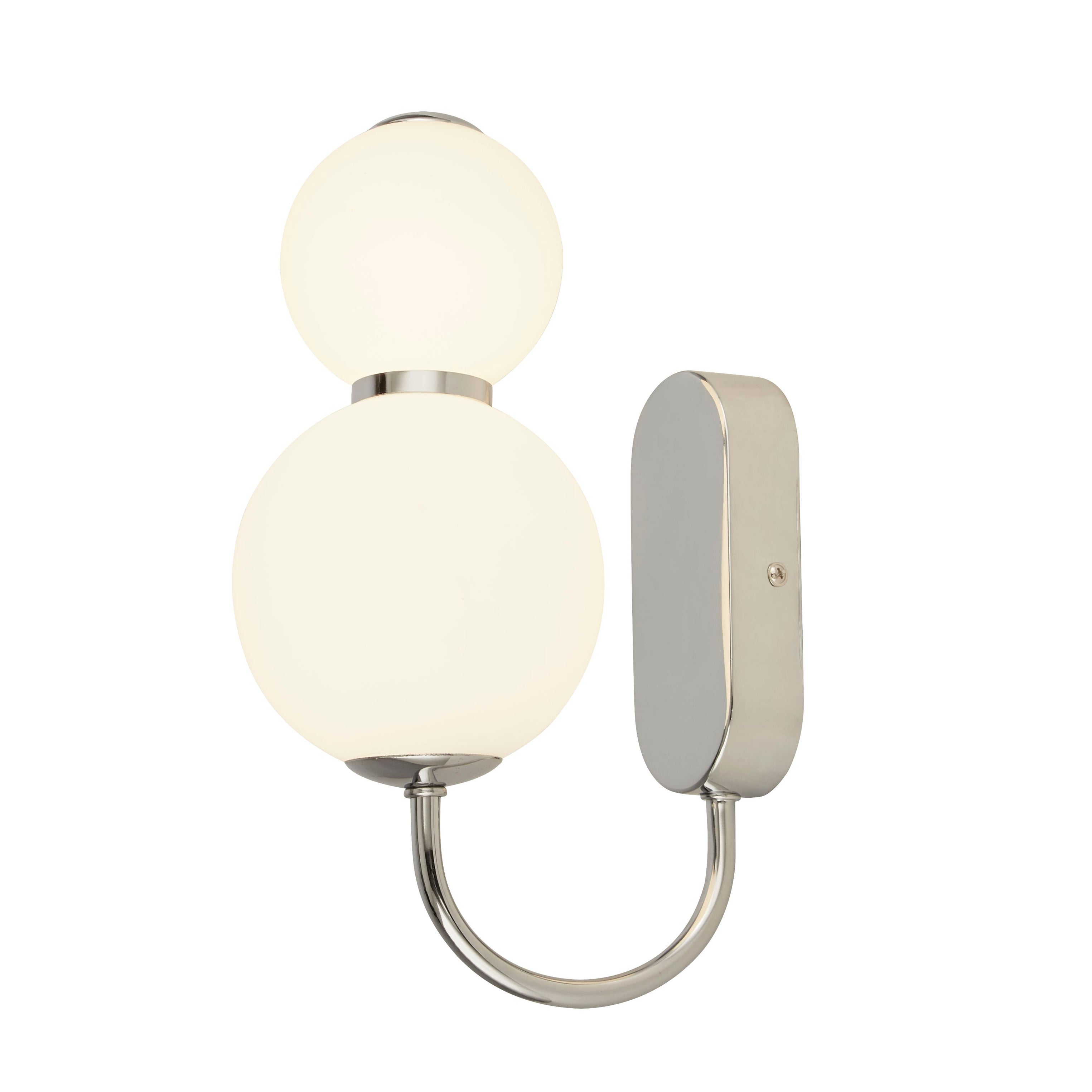 Snowball 2Lt Wall Light - Chrome Metal & Opal Glass