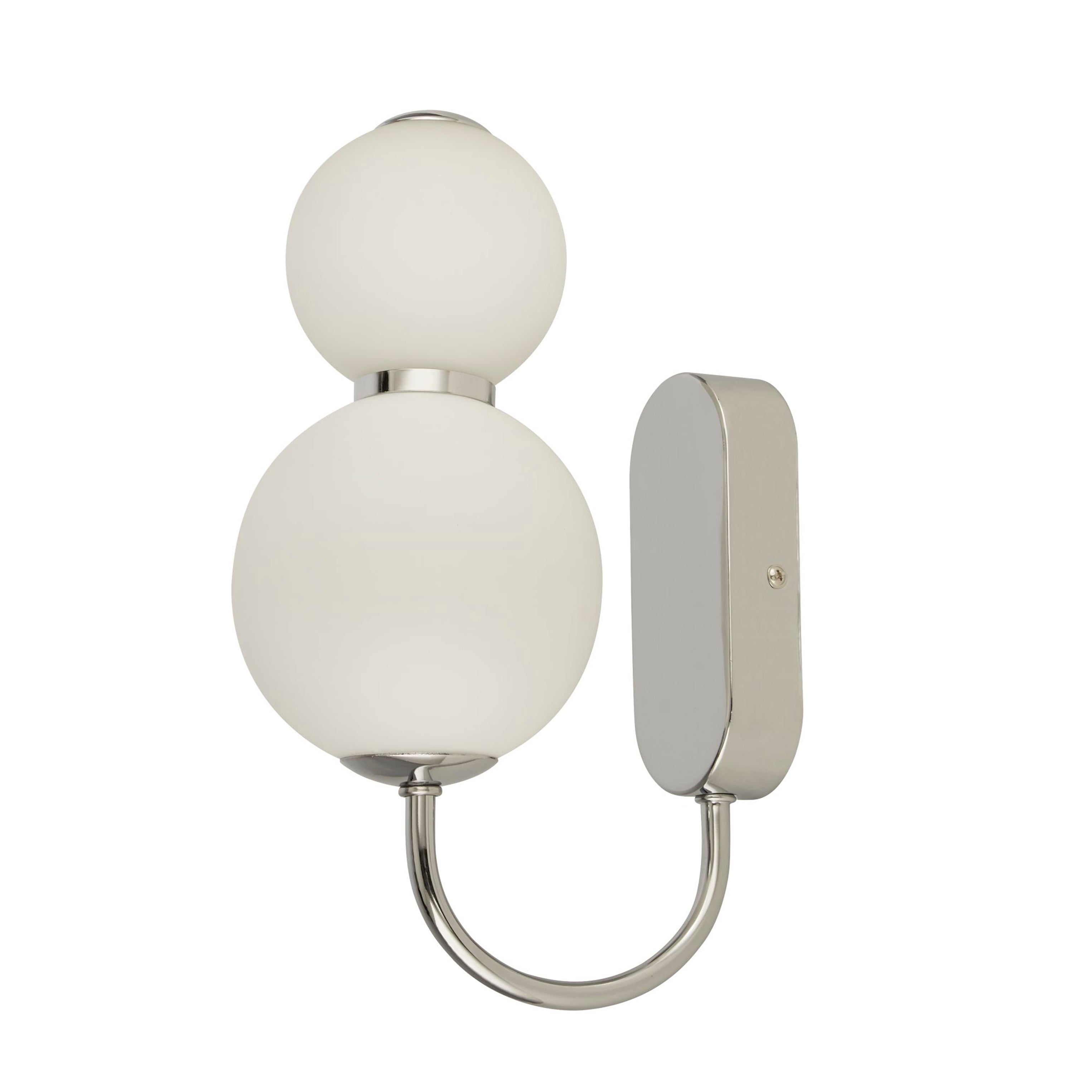 Snowball 2Lt Wall Light - Chrome Metal & Opal Glass