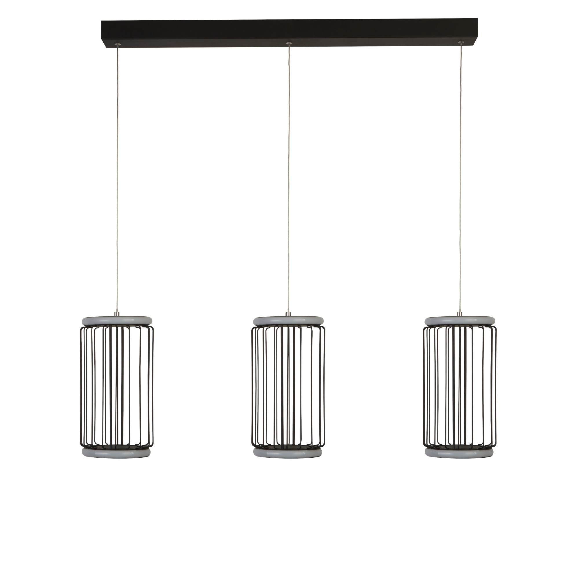 Circolo 3Lt Cage Bar Pendant - Black Metal & White Silicon