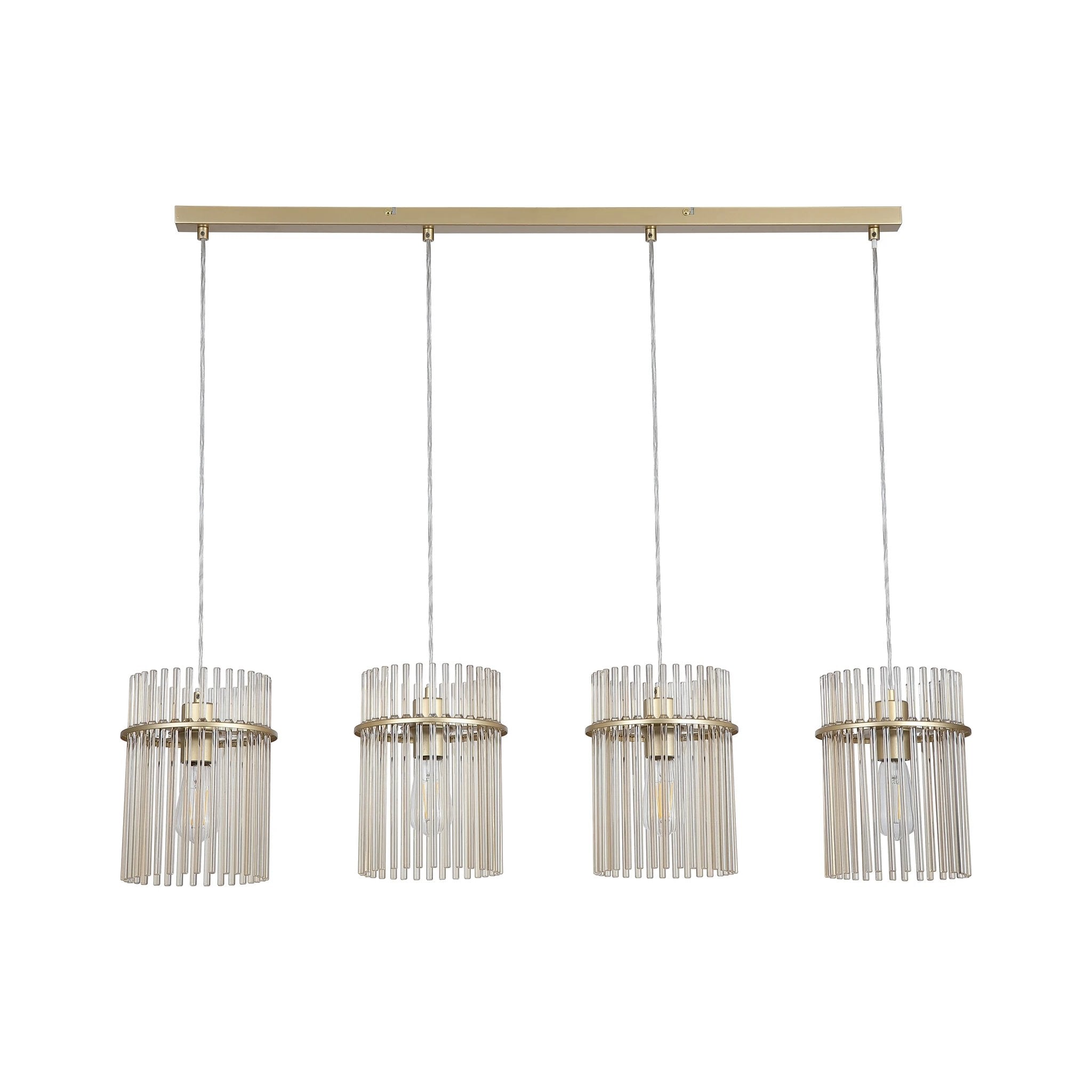 Hanglamp Swizzle 4Lt Bar, Gold Metal with Champagne Rods by Searchlight