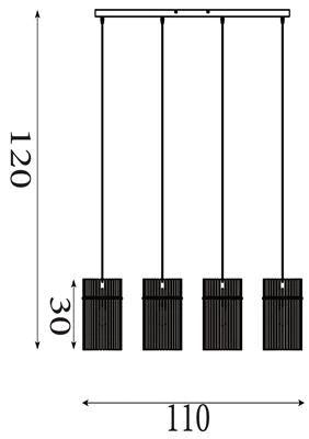 Hanglamp Swizzle 4Lt Bar, Gold Metal with Champagne Rods by Searchlight