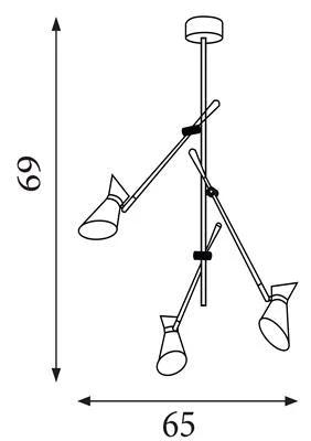 Hanglamp Diablo Spotlight 3Lt LED - Matt Black Metal by Searchlight
