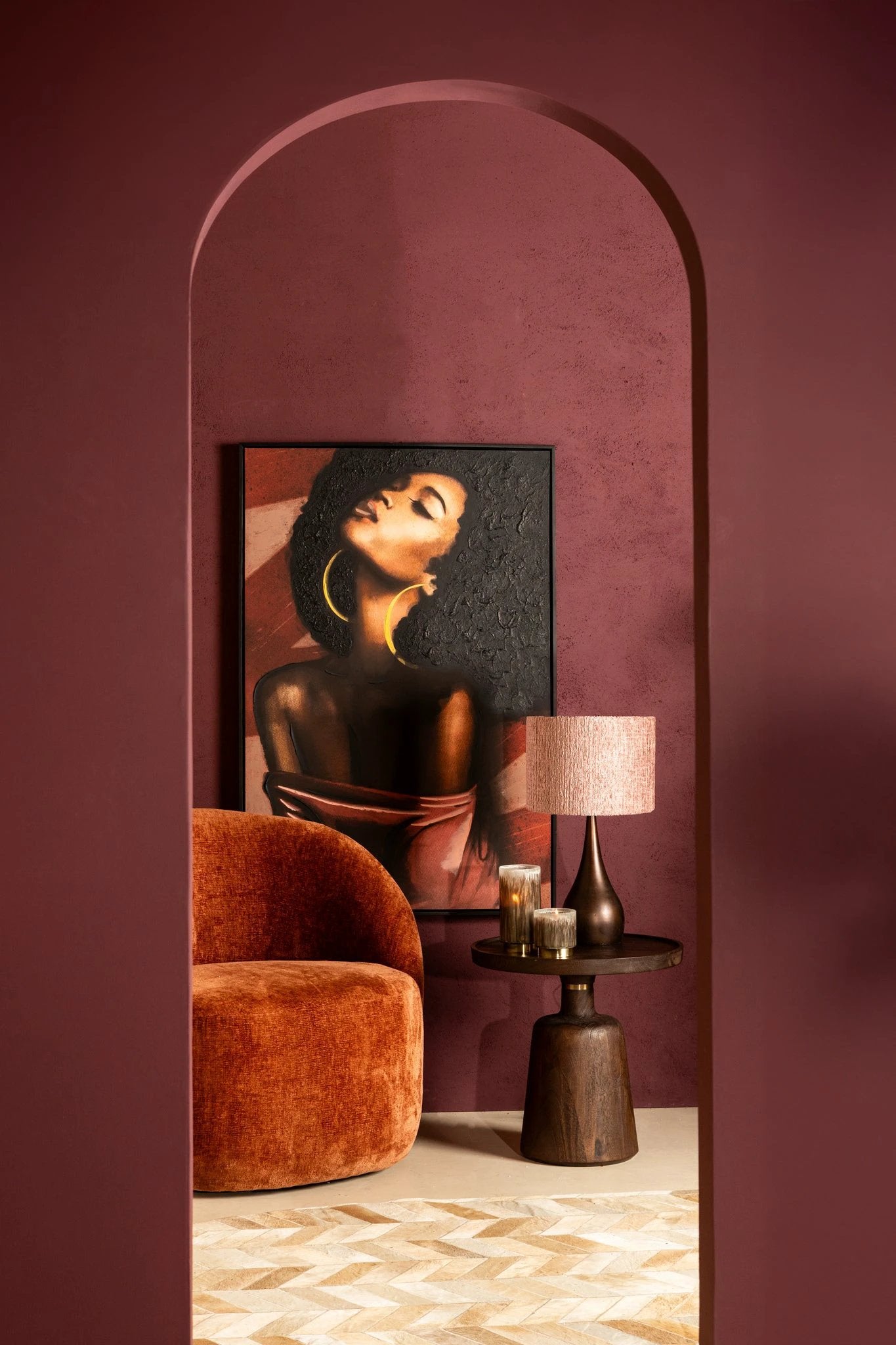 Janicia Zwart Schilderij Rechthoek Vrouw by PTMD